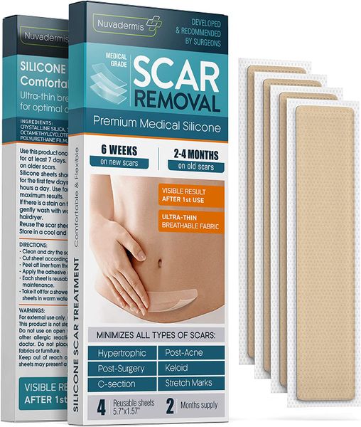 Miếng Dán Trị Sẹo Nuvadermis Silicone Scar Removal Sheets 4 Miếng