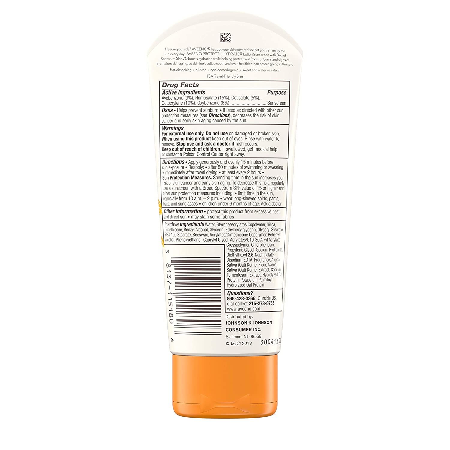  Kem chống nắng Aveeno Protect + Hydrate Moisturizing Sunscreen Lotion with Broad Spectrum SPF 70 