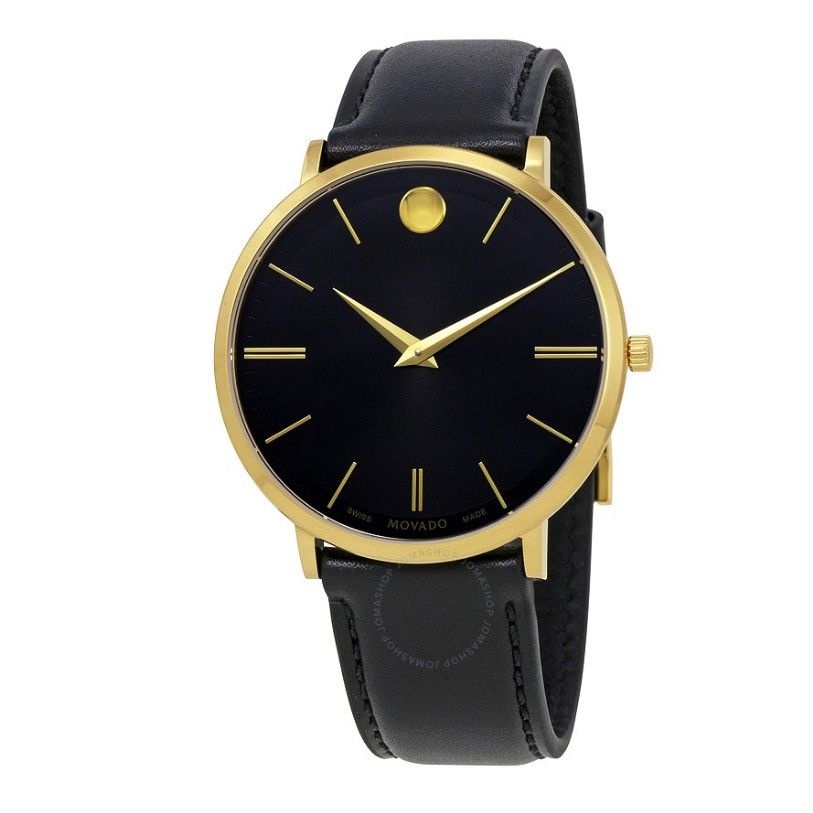  Đồng Hồ MOVADO Ultra Slim Black Sunray Dial Men's Watch 