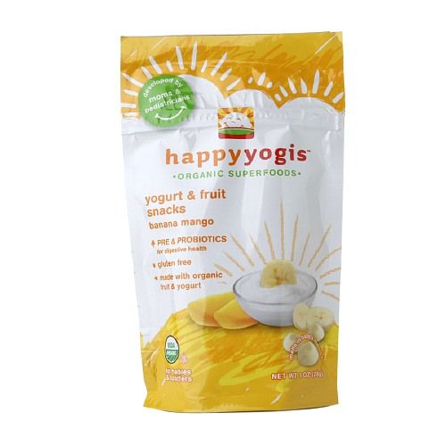 Sữa chua khô Happy Yogis Organic Yogurt & Fruit Snacks for Babies & Toddlers,, Banana Mango- vị chuối và xoài