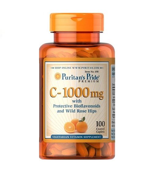 Vitamin C-1000 mg Puritan's Pride with Bioflavonoids & Rose Hips, 100 viên.