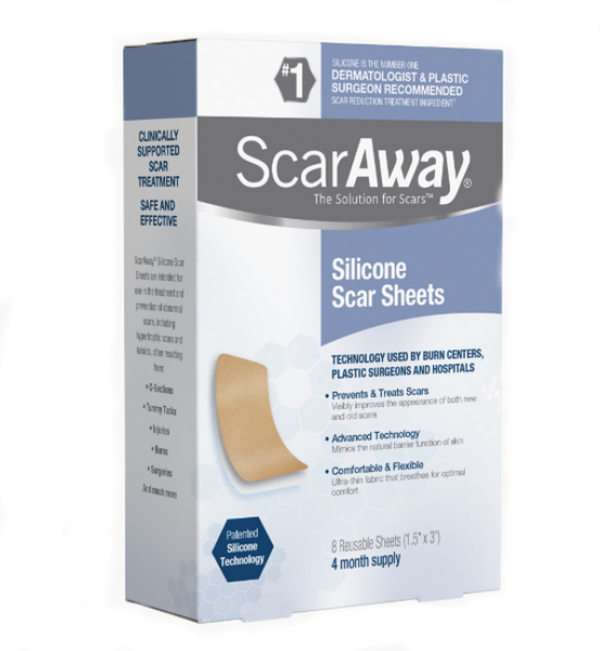  Miếng dán trị sẹo lồi, sẹo thâm ScarAway Silicone Scar Sheets, 8 miếng 