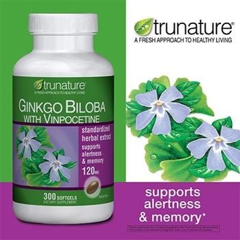  Tăng tuần hoàn não Trunature Ginkgo Biloba with Vinpocetine, 300 viên 