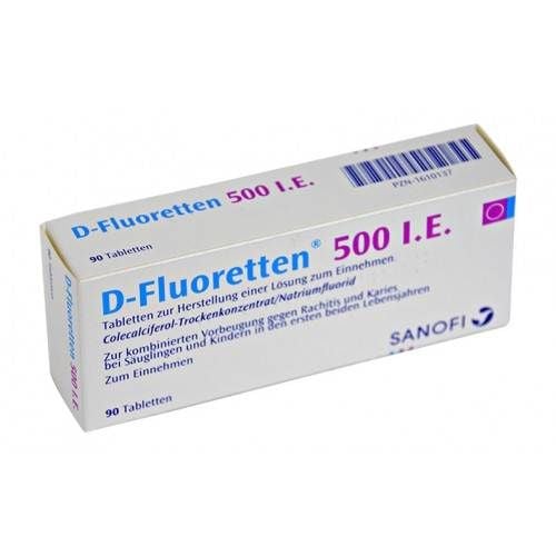 Viên uống bổ sung Vitamin D3 cho trẻ D-fluoretten 500 I.E 90 viên