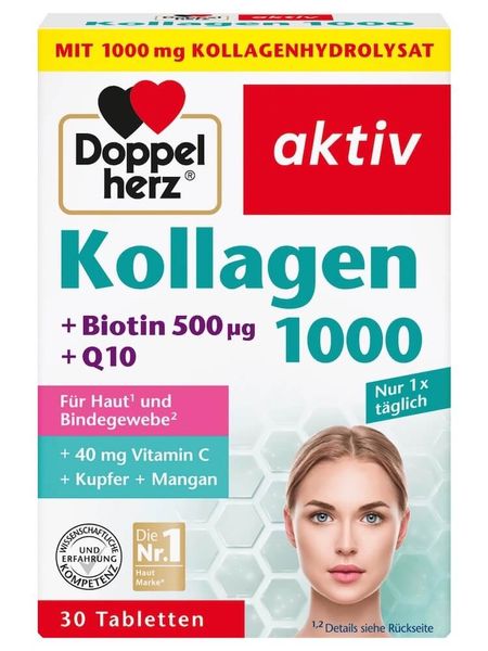 Viên Uống Kollagen 1000 Doppelherz Hỗ Trợ Sáng Da, Săn Chắc, Chống Lão Hoá, 30 Viên