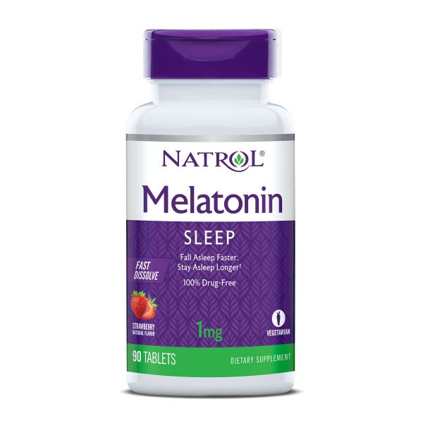  Viên Uống Hỗ Trợ Điều Hòa Giấc Ngủ Natrol Melatonin 1MG Fast Dissolve, Strawberry 90 viên 