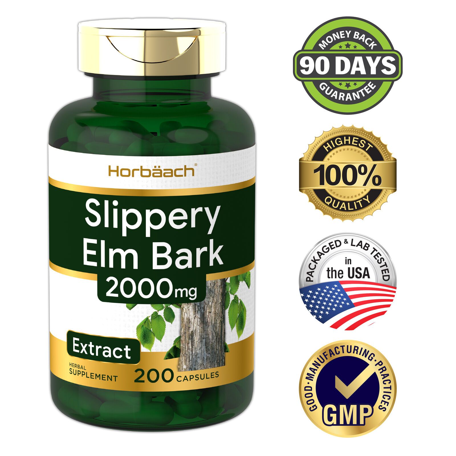  Viên Uống Horbaach Slippery Elm Bark Capsules 2000mg 