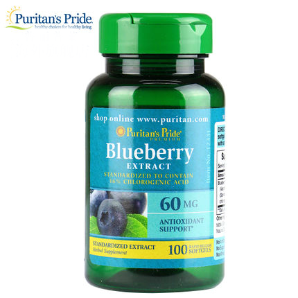 Viên uống bổ sung Puritan's Pride Blueberry Leaf Standardized Extract 60mg