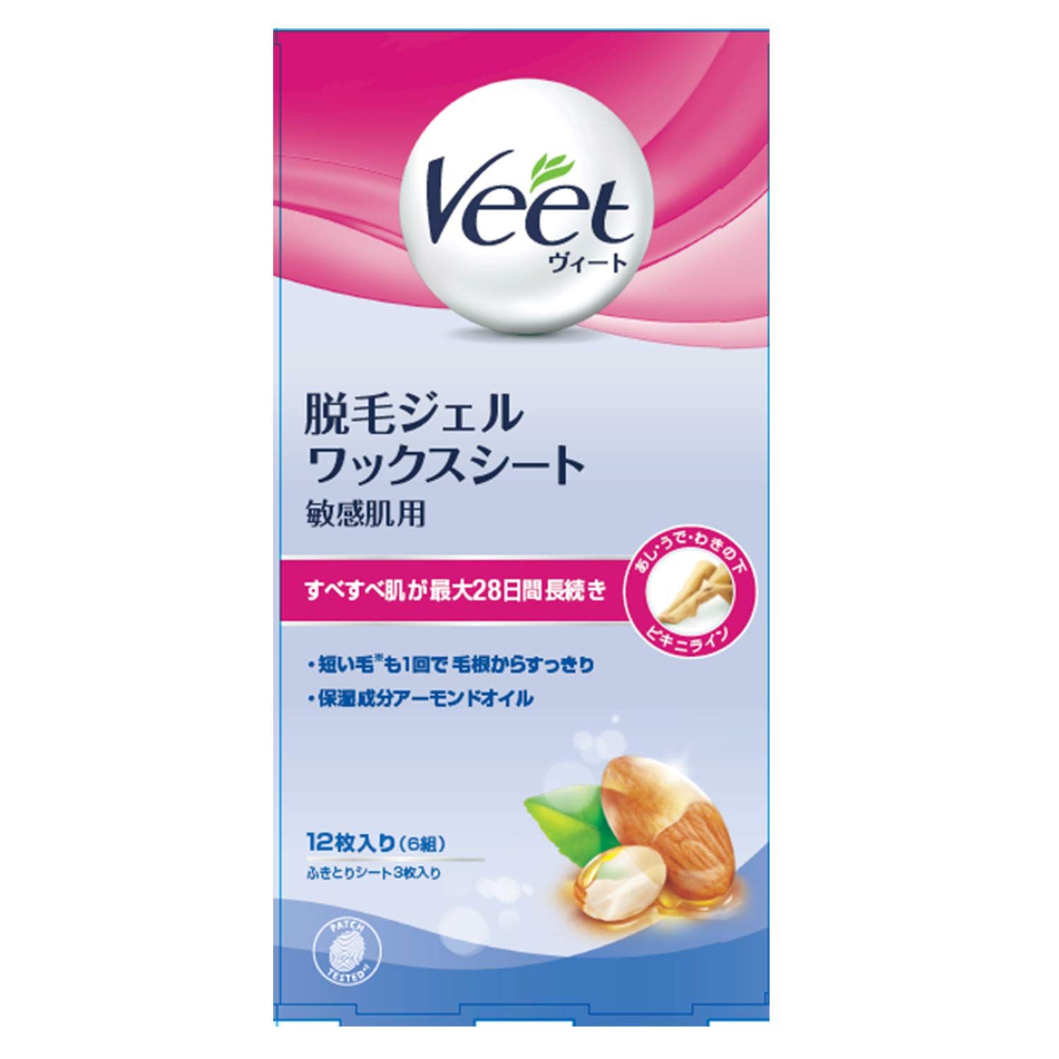  Wax lạnh VEET Chân, Body & Bikini 12 miếng cho da nhạy cảm từ Nhật 