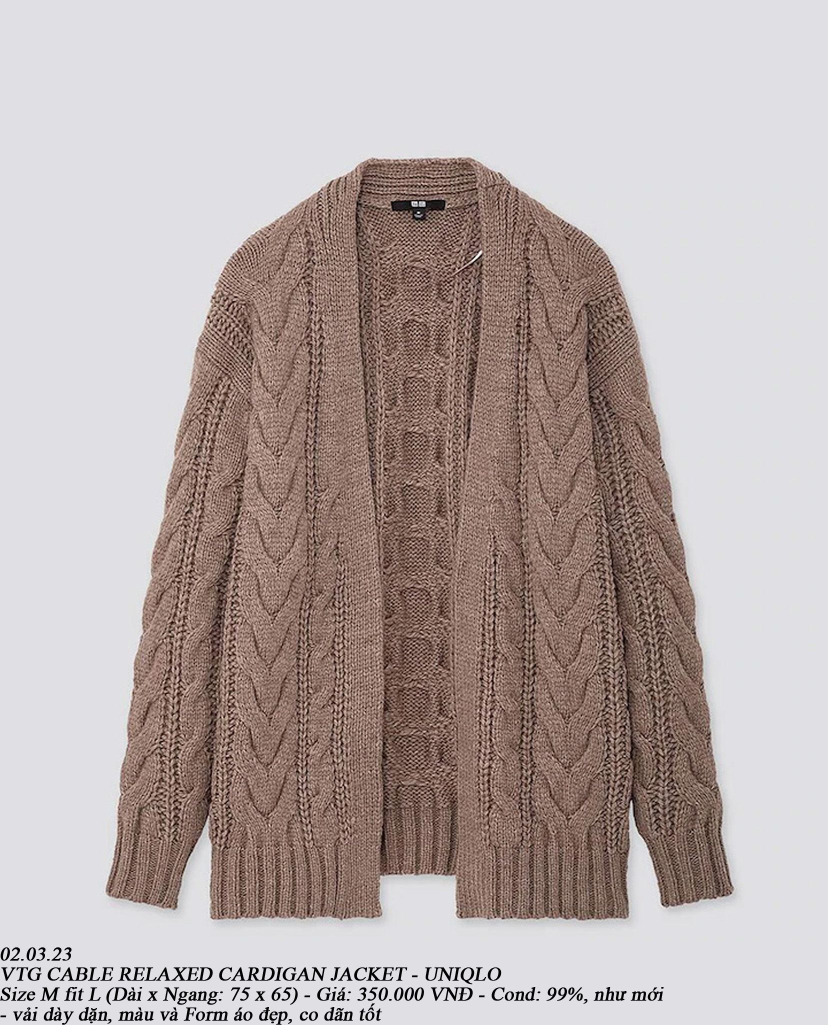 02.03.23 - VTG CABLE RELAXED CARDIGAN JACKET - UNIQLO