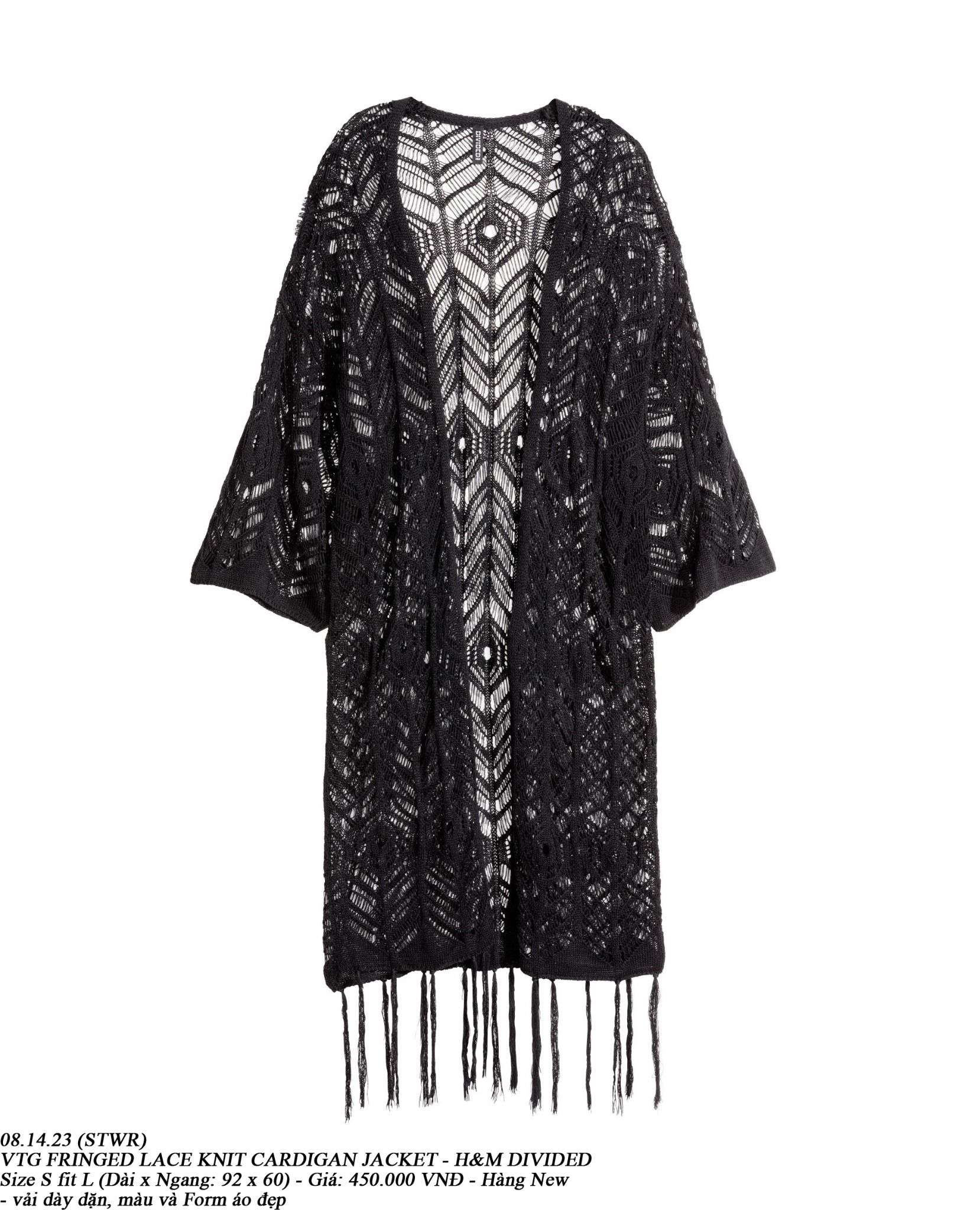 08.14.23 - VTG FRINGED LACE KNIT CARDIGAN JACKET - H&M DIVIDED