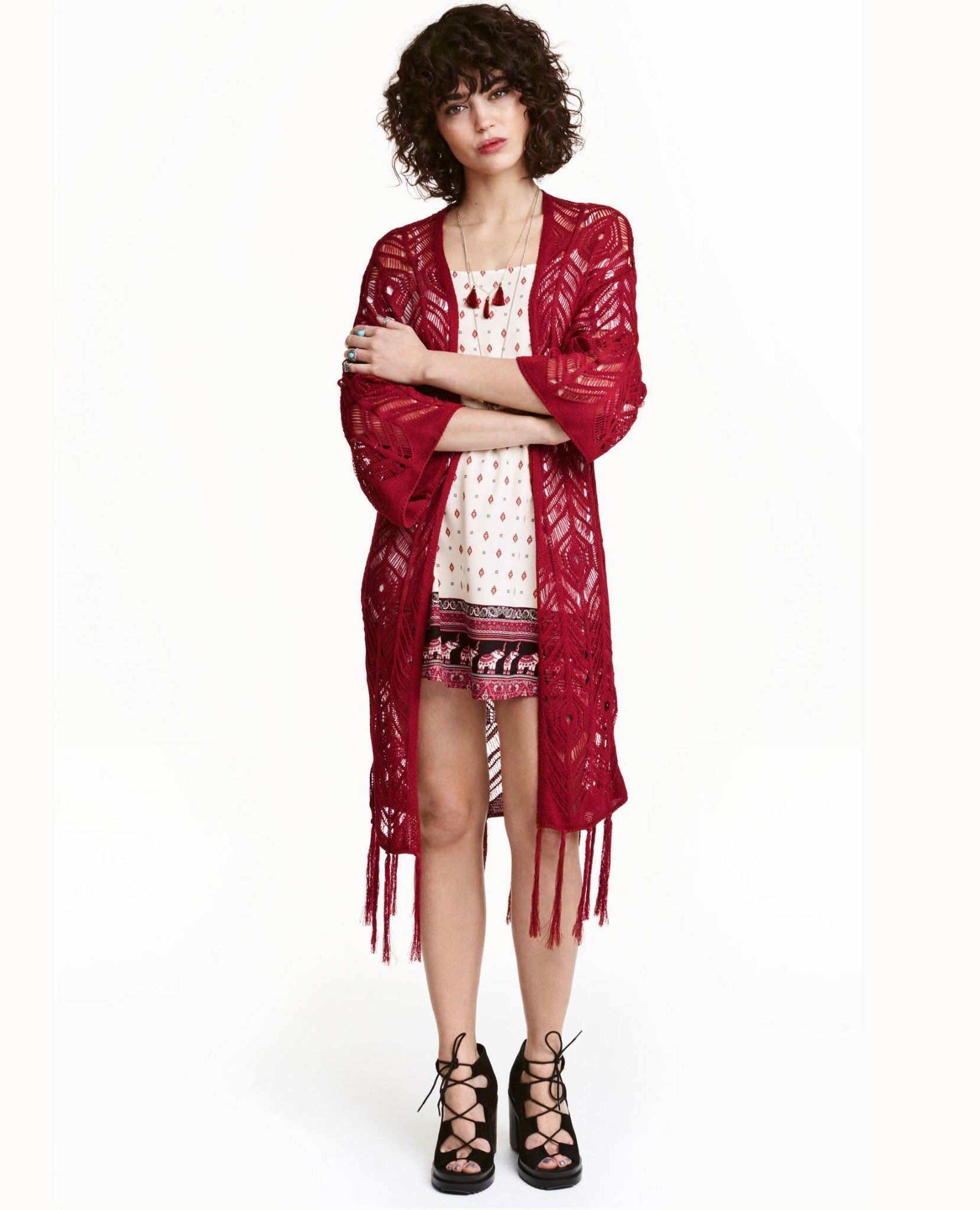 08.14.23 - VTG FRINGED LACE KNIT CARDIGAN JACKET - H&M DIVIDED