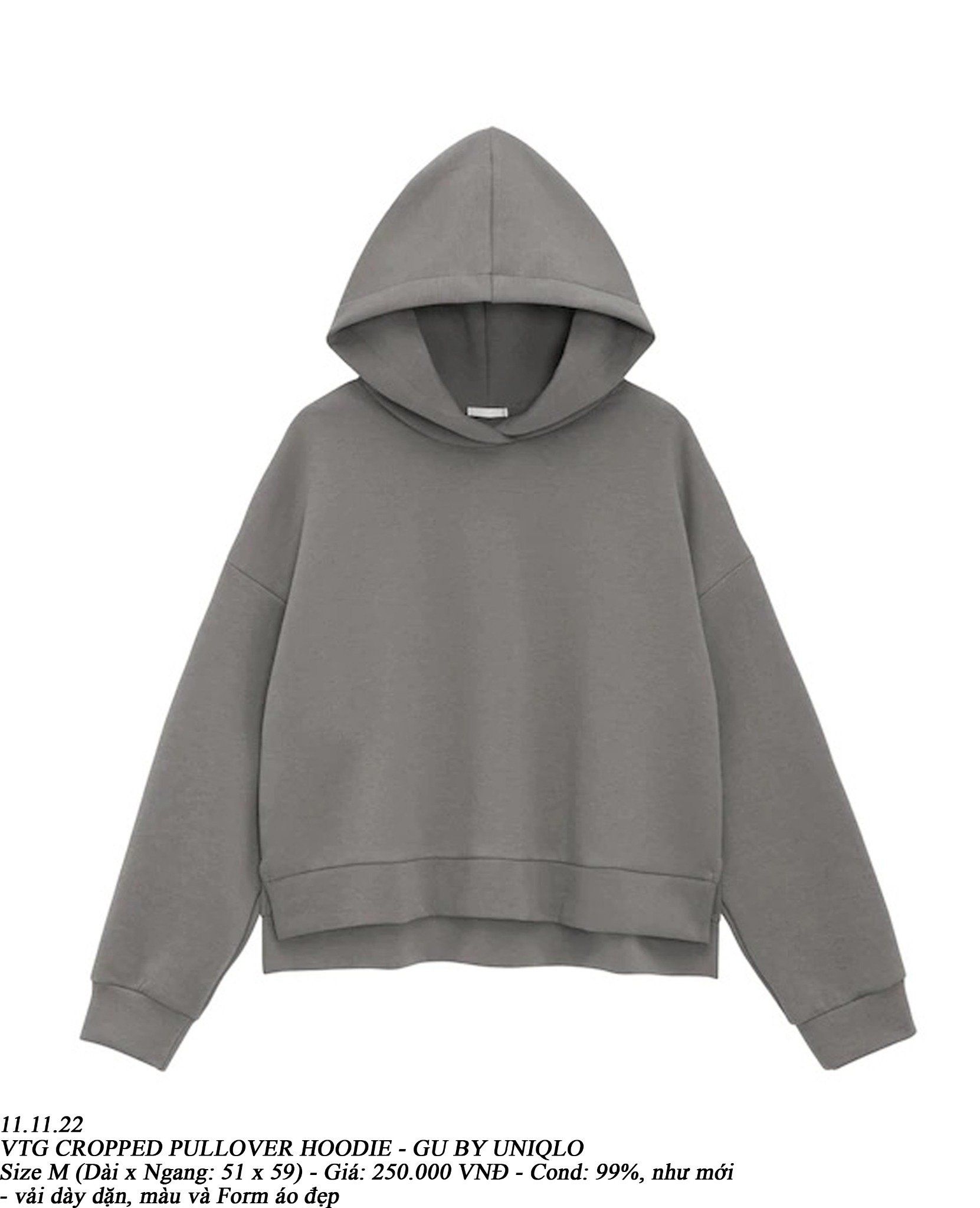 11.11.22 - VTG CROPPED PULLOVER HOODIE - GU BY UNIQLO