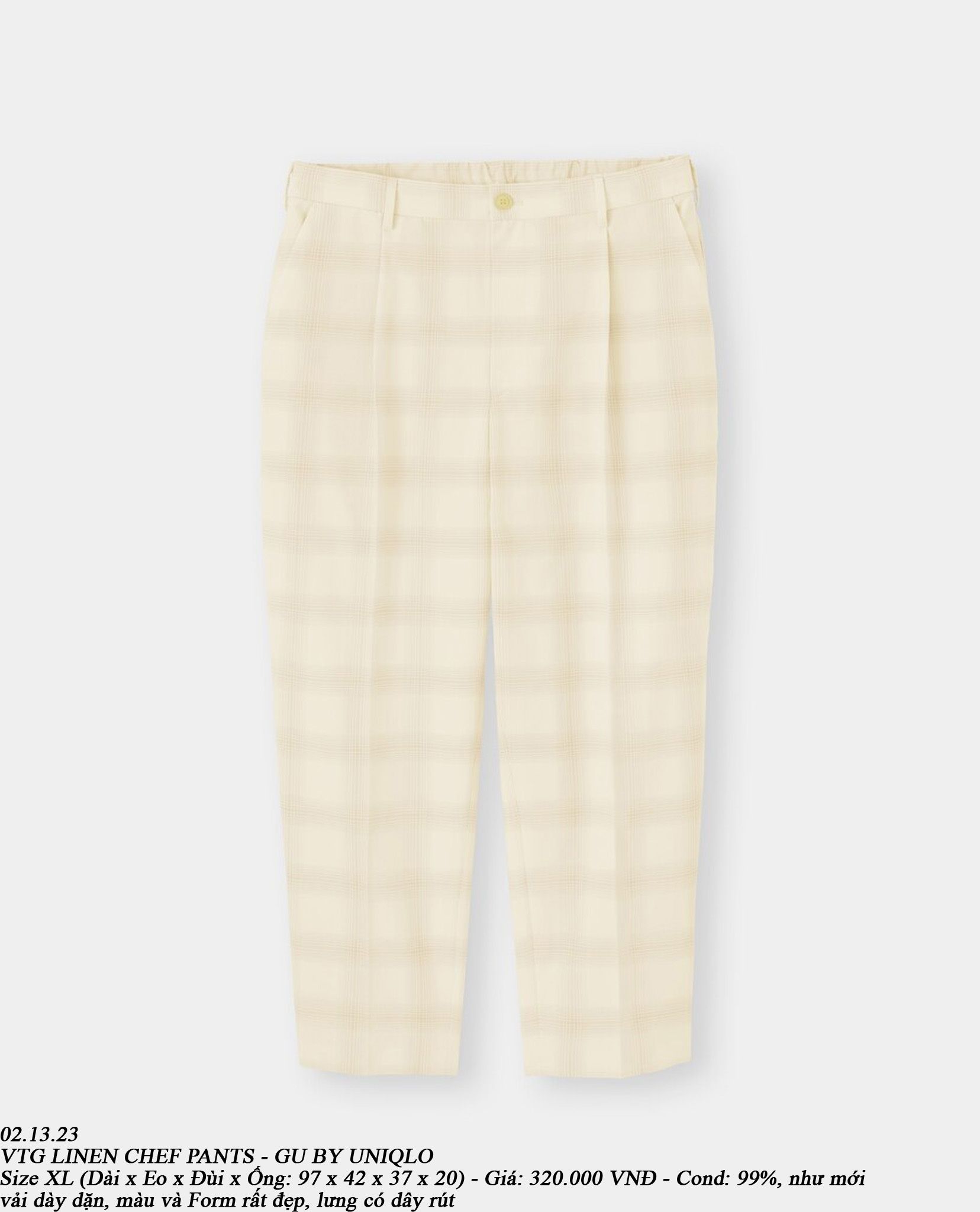 02.13.23 - VTG LINEN CHEF PANTS - GU BY UNIQLO