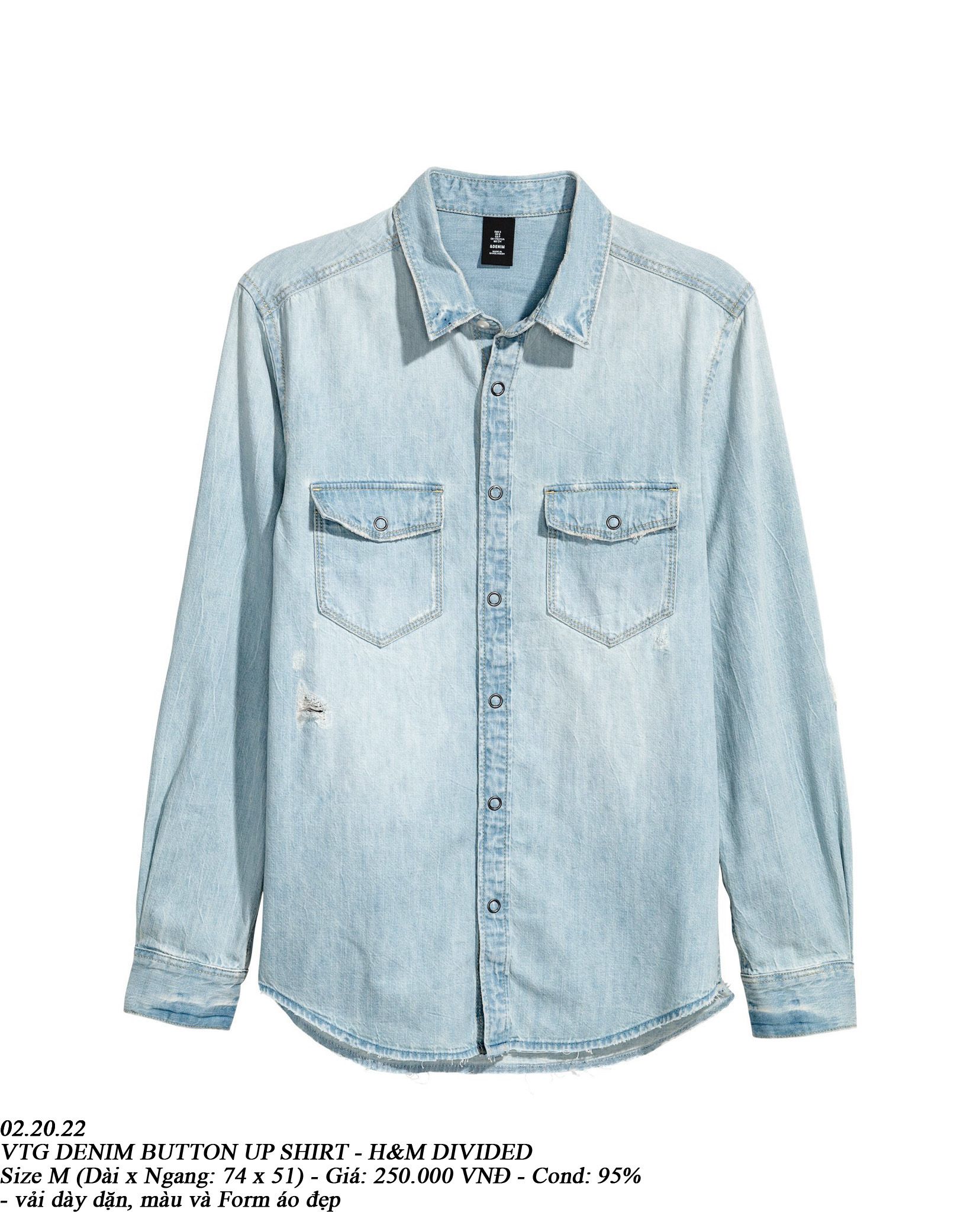 02.20.23 - VTG DENIM BUTTON UP SHIRT - H&M DIVIDED