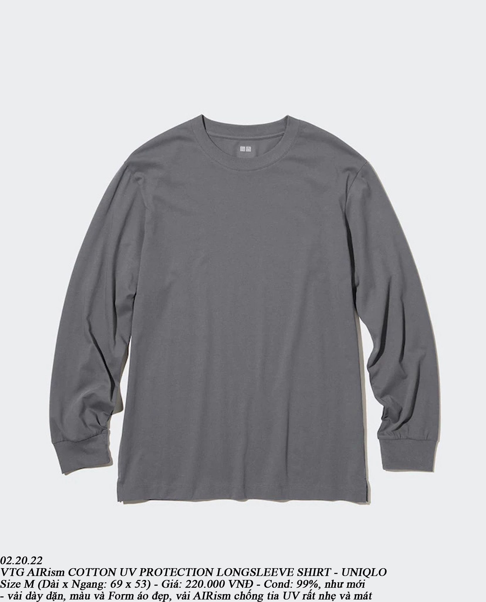 02.20.23 - VTG AIRism COTTON UV PROTECTION LONGSLEEVE SHIRT - UNIQLO