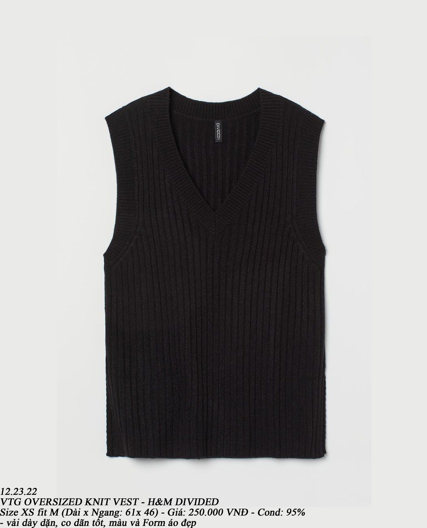 12.23.22 - VTG OVERSIZED KNIT VEST - H&M DIVIDED