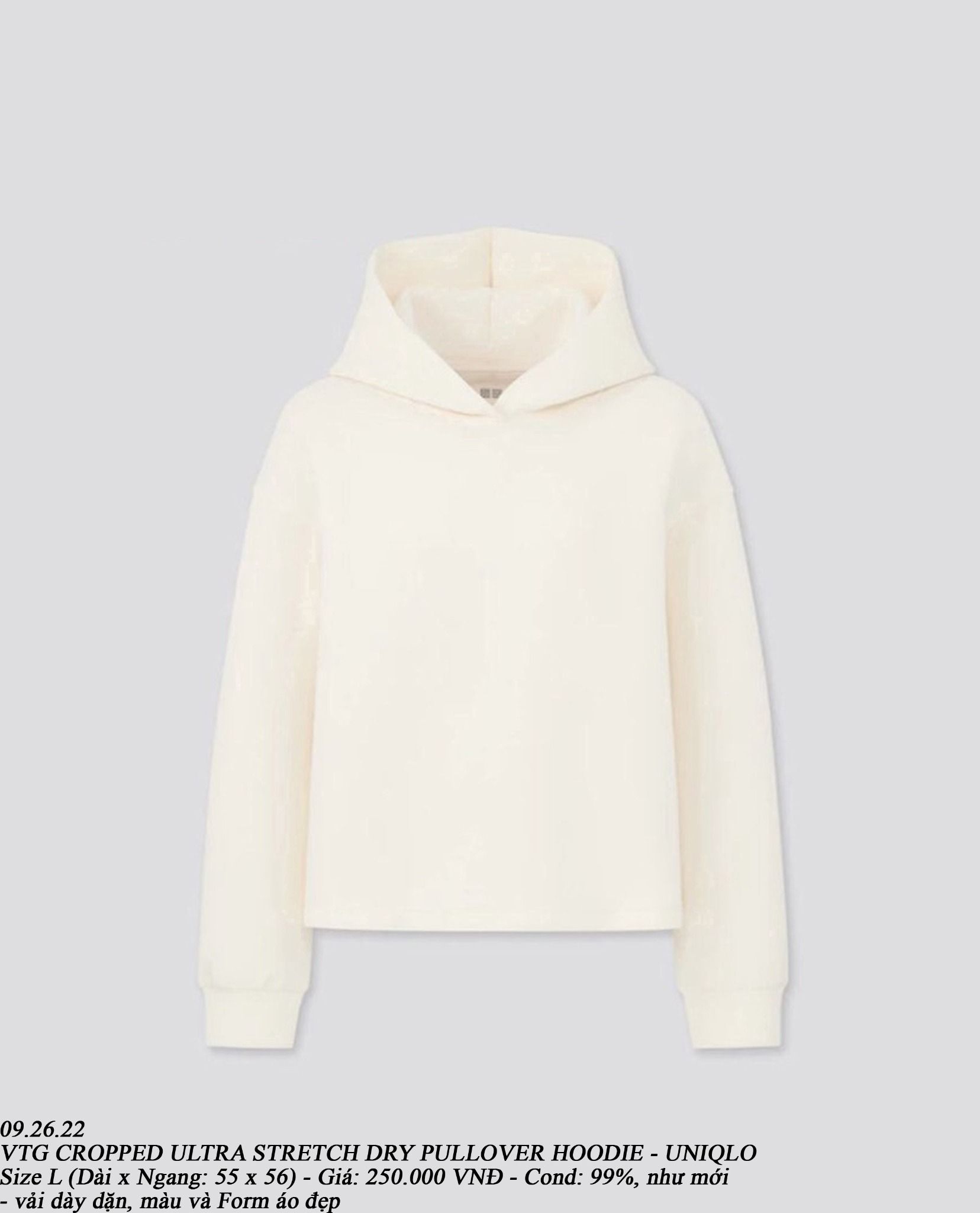09.26.22 - VTG CROPPED ULTRA STRETCH DRY PULLOVER HOODIE - UNIQLO