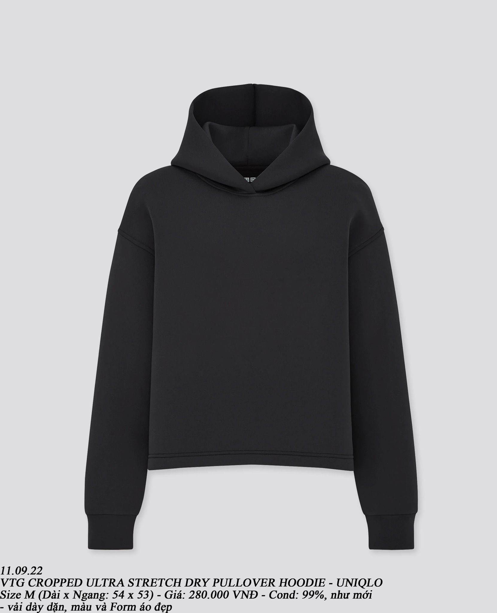 11.09.22 - VTG CROPPED ULTRA STRETCH DRY PULLOVER HOODIE - UNIQLO