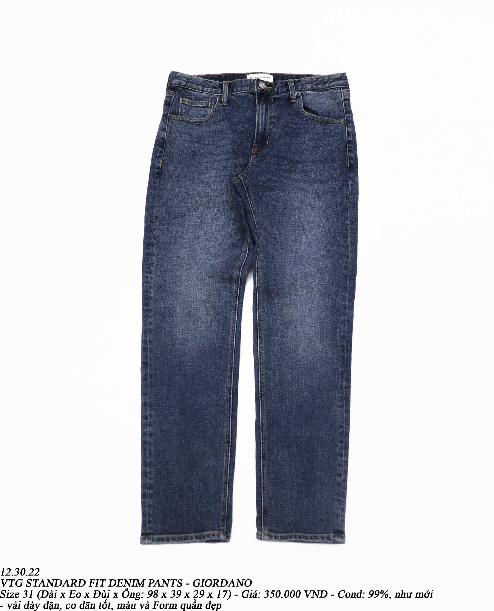 12.30.22 - VTG STANDARD FIT DENIM PANTS - GIORDANO