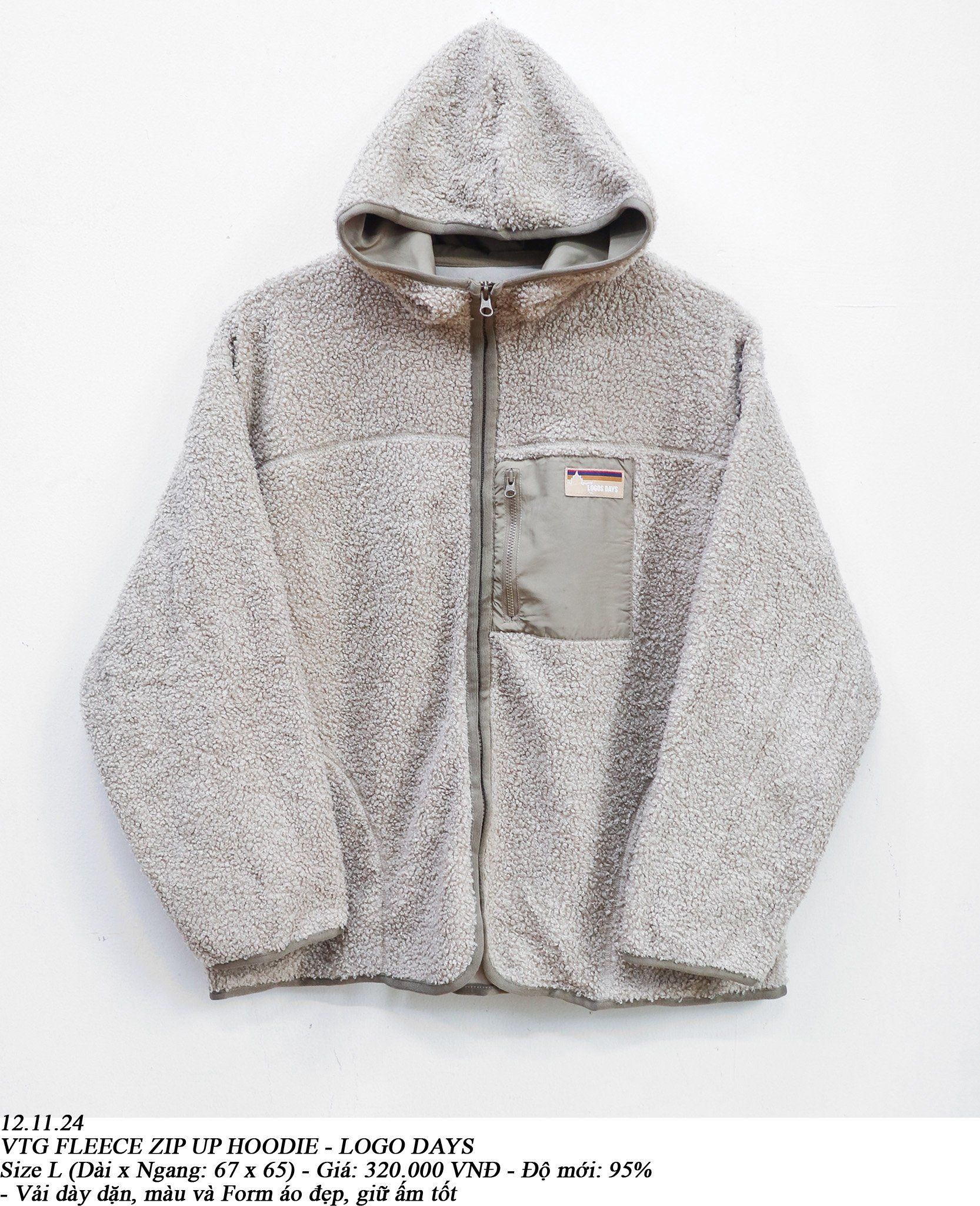 12.11.24 - VTG FLEECE ZIP UP HOODIE - LOGO DAYS
