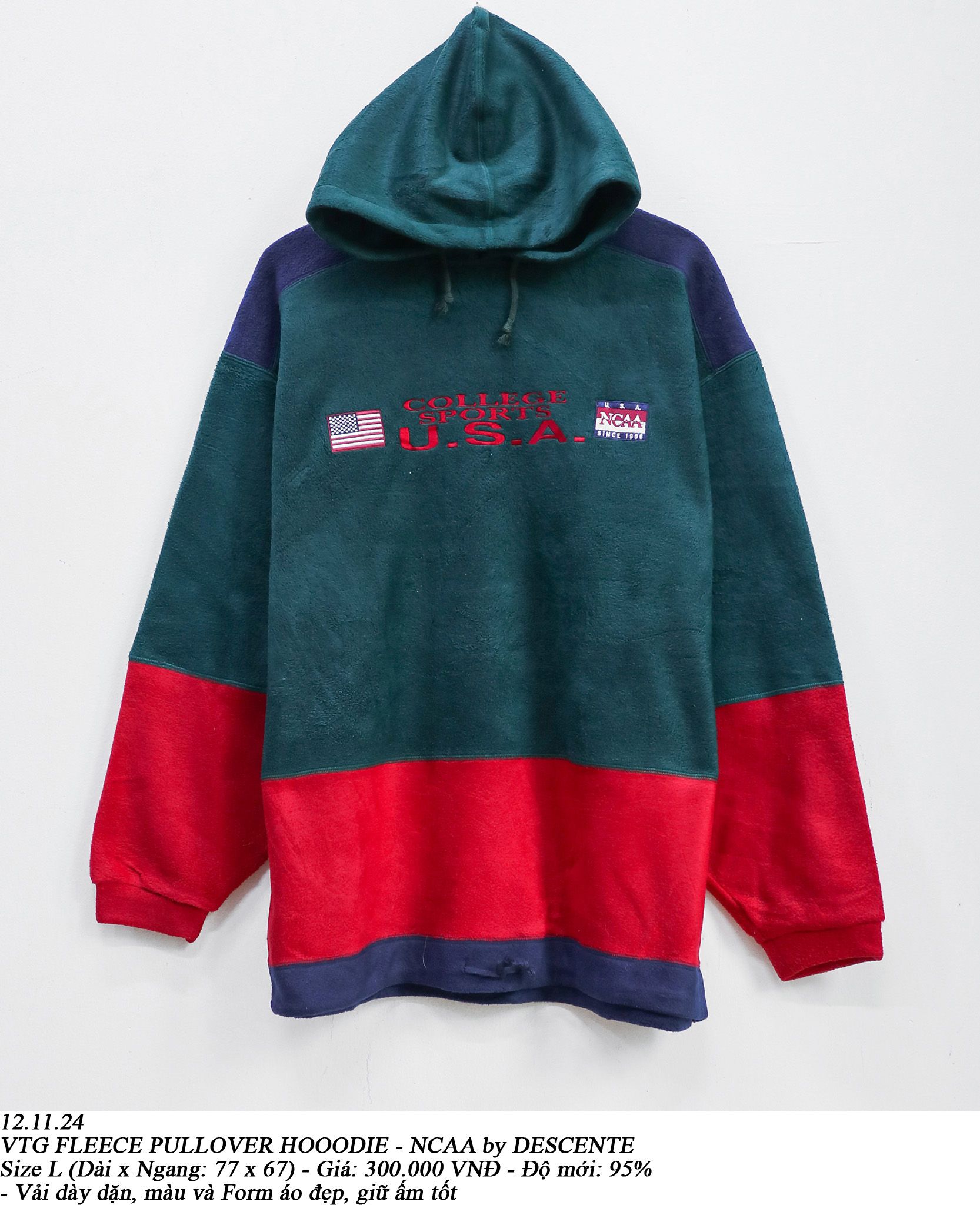 12.11.24 - VTG FLEECE PULLOVER HOODIE - NCAA by DESCENTE