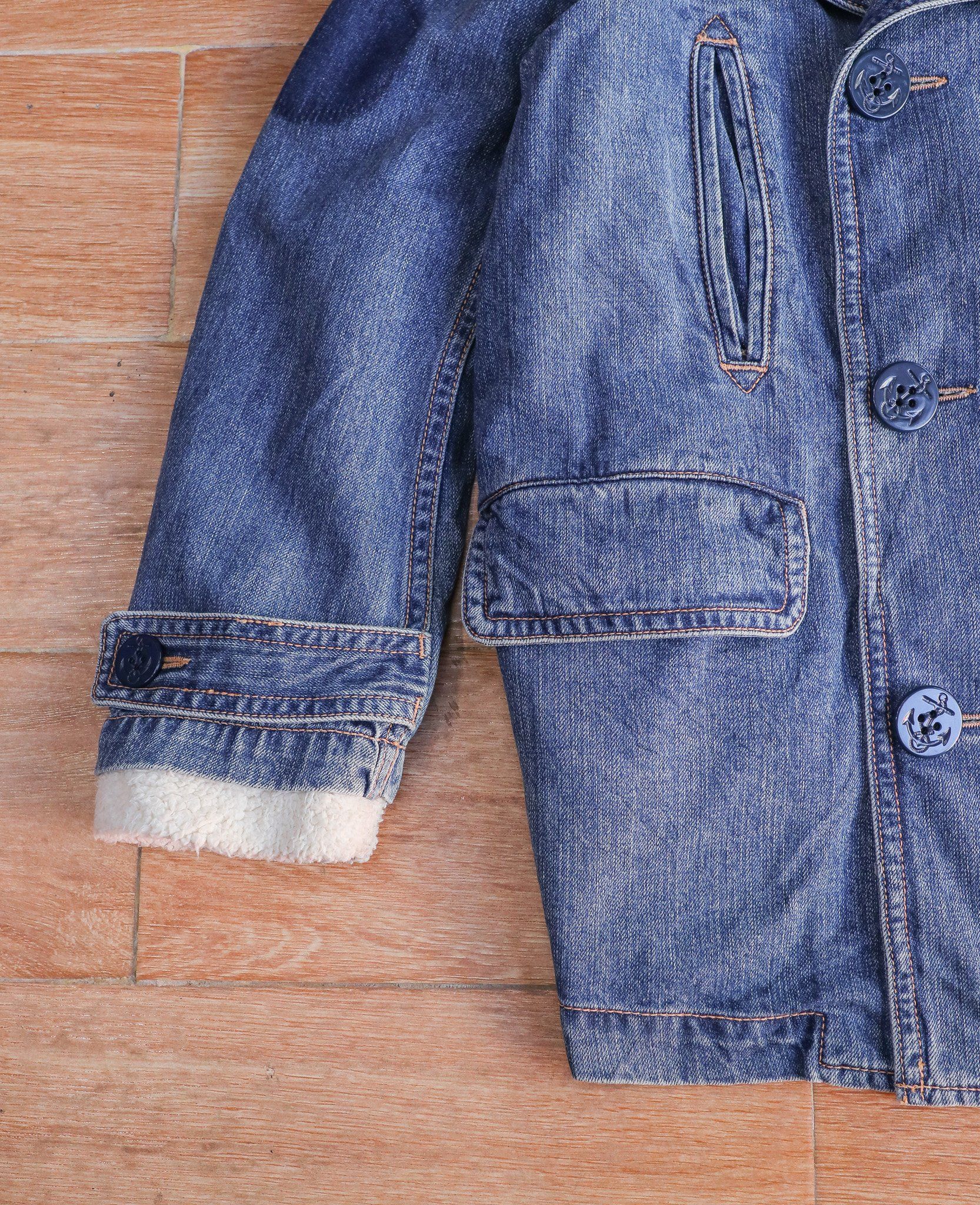 11.17.24 - VTG DOUBLE BREASTED SHERPA LINED DENIM JACKET - RNA INC