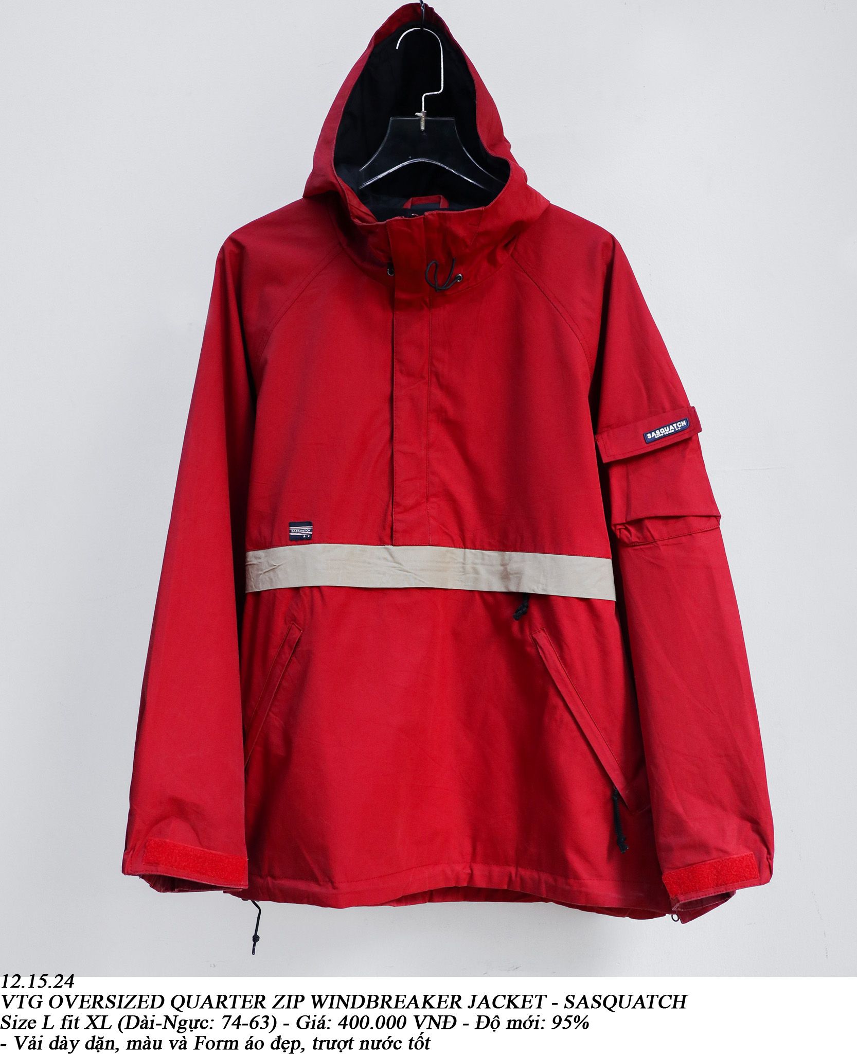 12.15.24 - VTG OVERSIZED QUARTER ZIP WINDBREAKER JACKET - SASQUATCH
