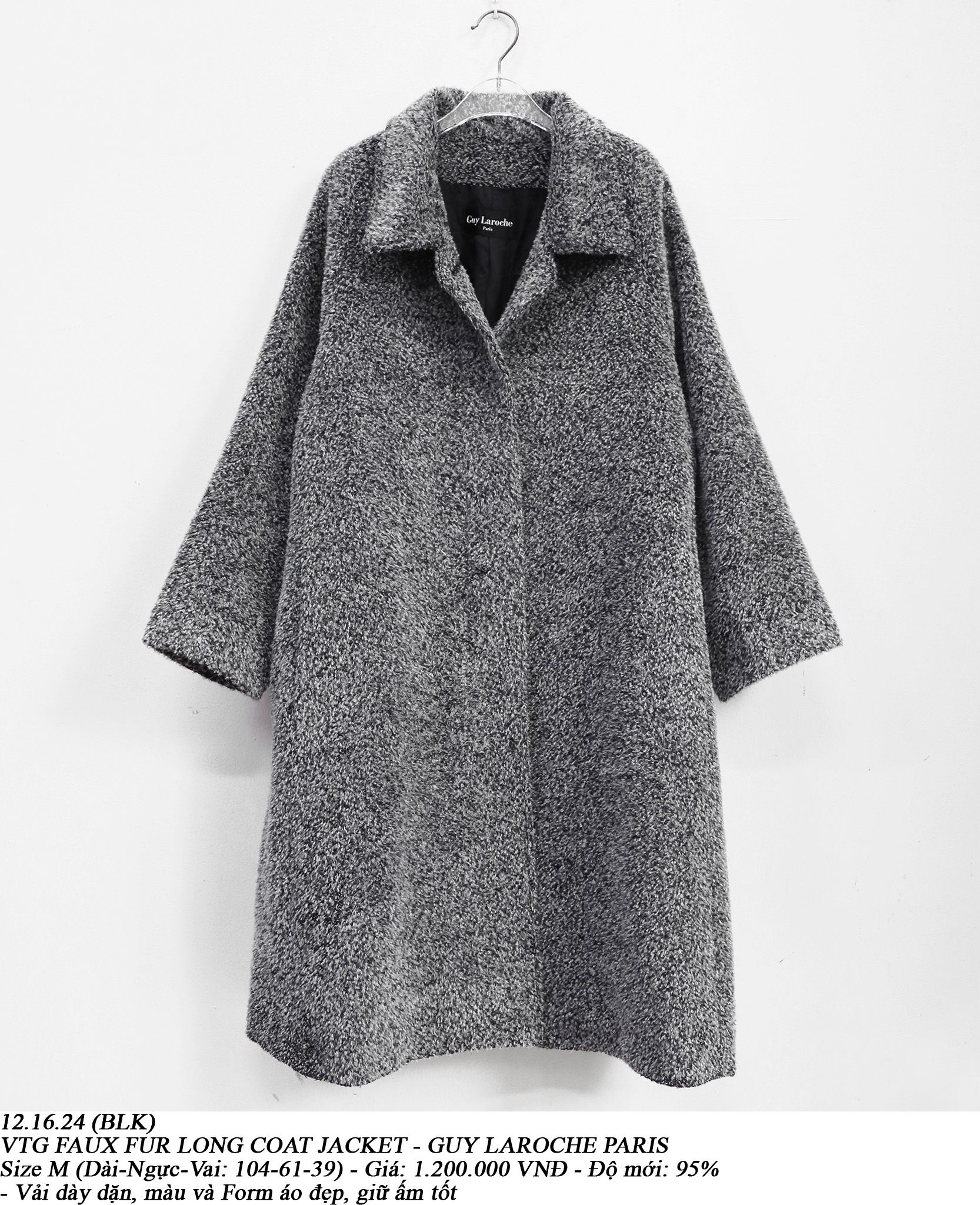 12.16.24 - VTG FAUX FUR LONG COAT JACKET - GUY LAROCHE PARIS