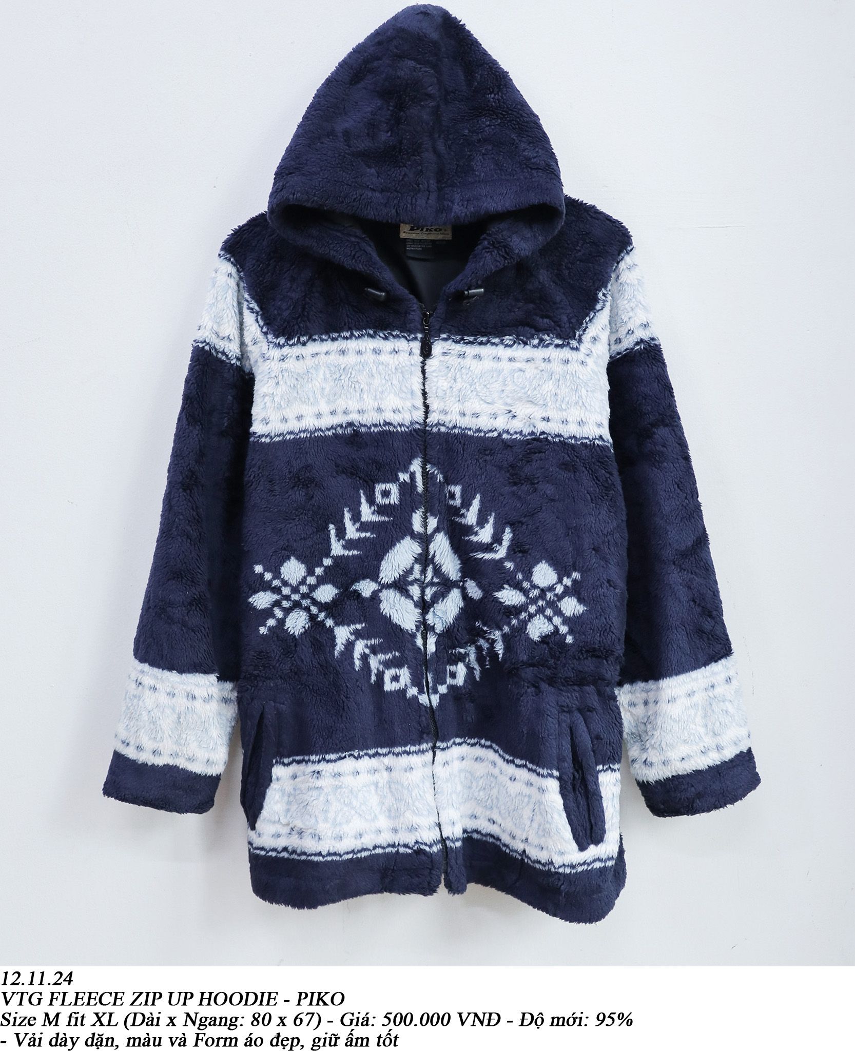 12.11.24 - VTG FLEECE ZIP UP HOODIE - PIKO