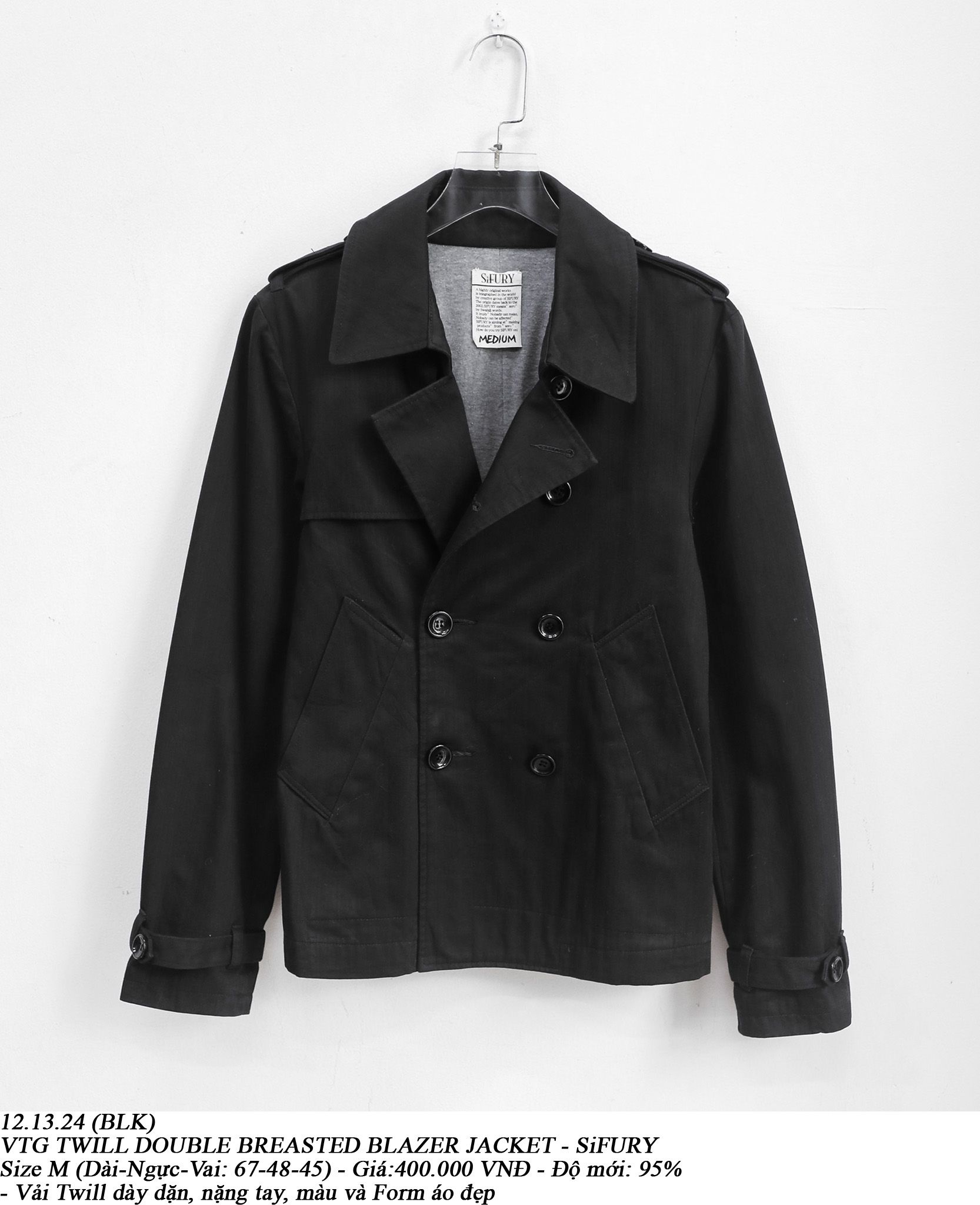 12.13.24 - VTG TWILL DOUBLE BREASTED BLAZER JACKET - SiFURY