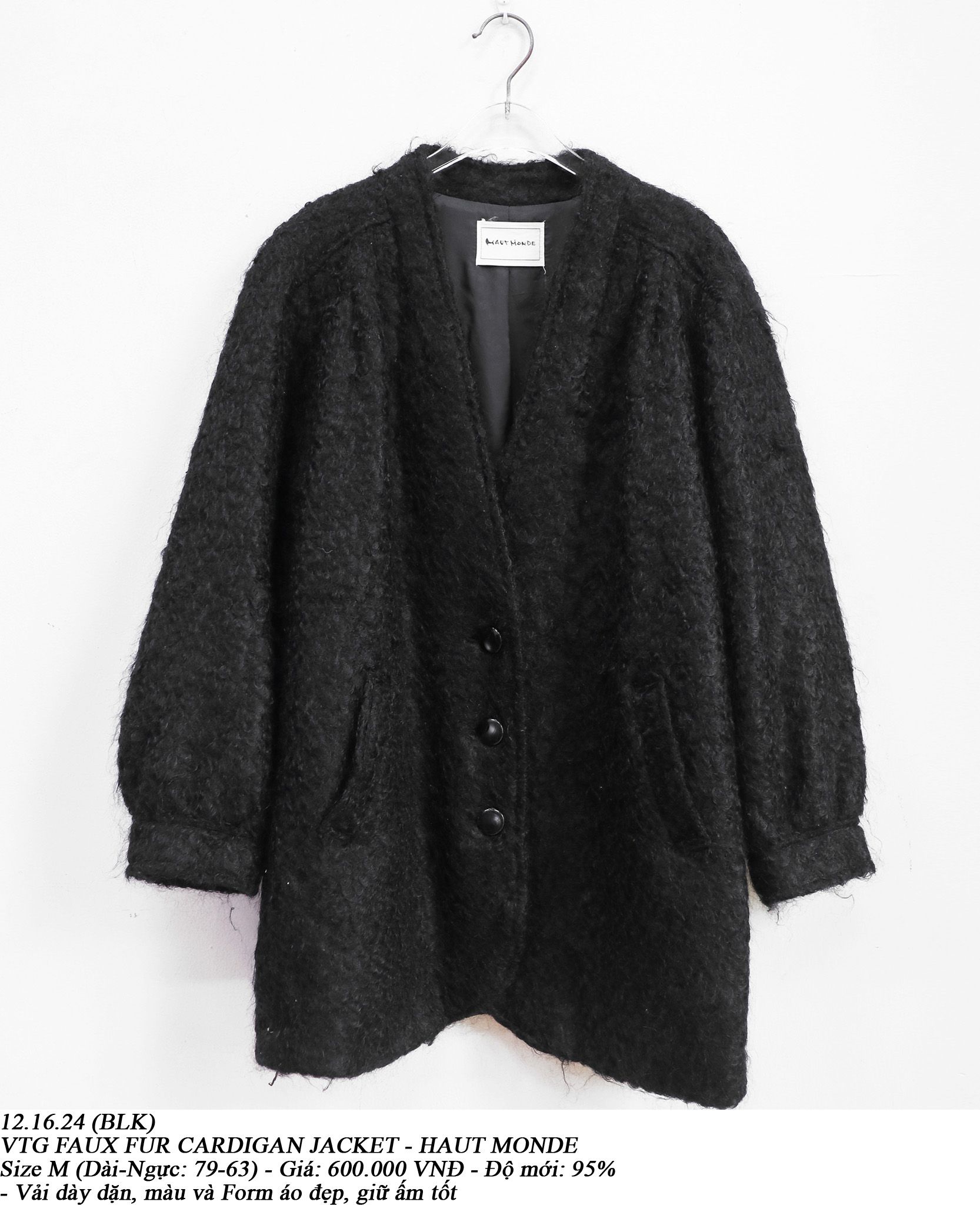 12.16.24 - VTG FAUX FUR CARDIGAN JACKET - HAUT MONDE