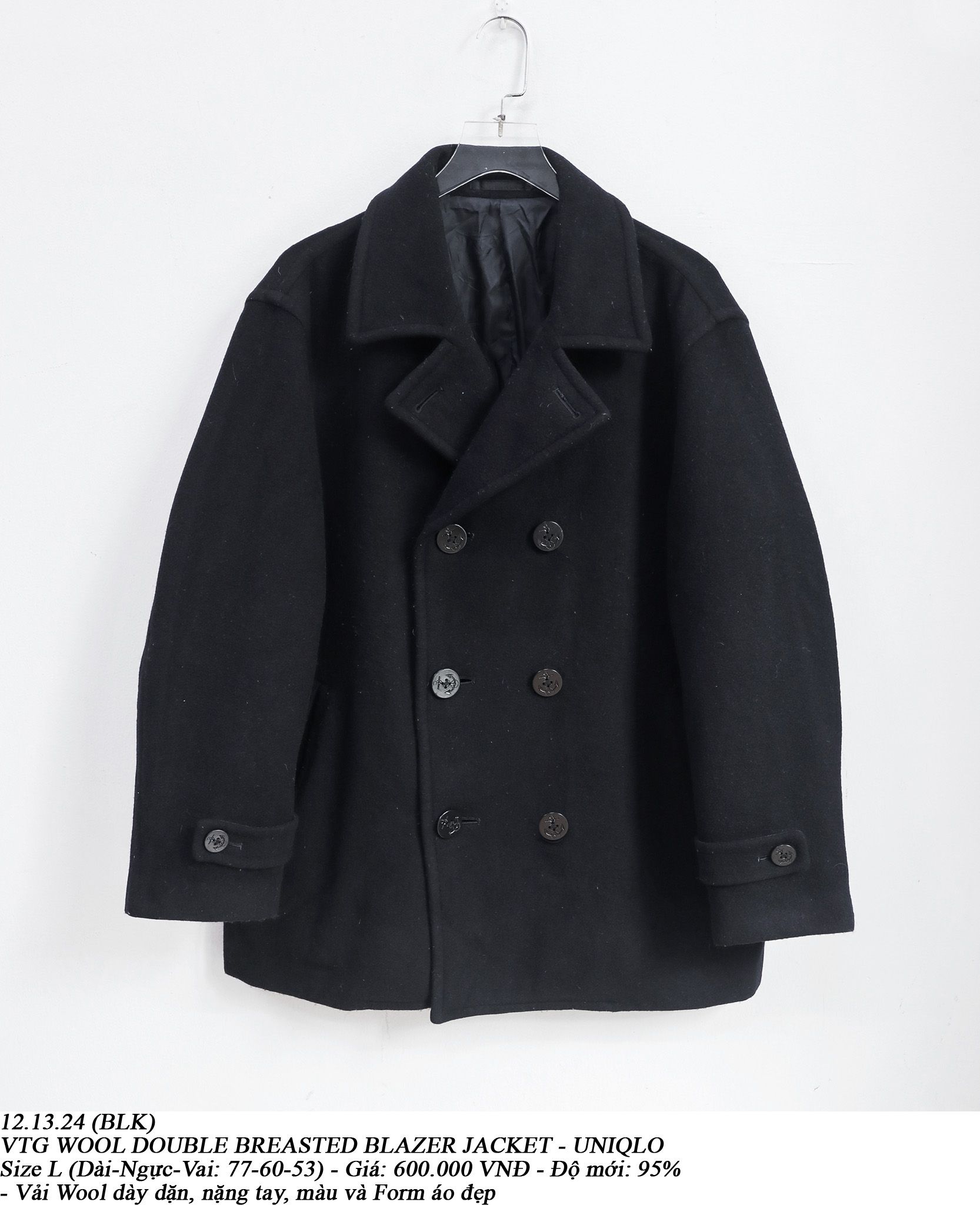 12.13.24 - VTG WOOL DOUBLE BREASTED BLAZER JACKET - UNIQLO