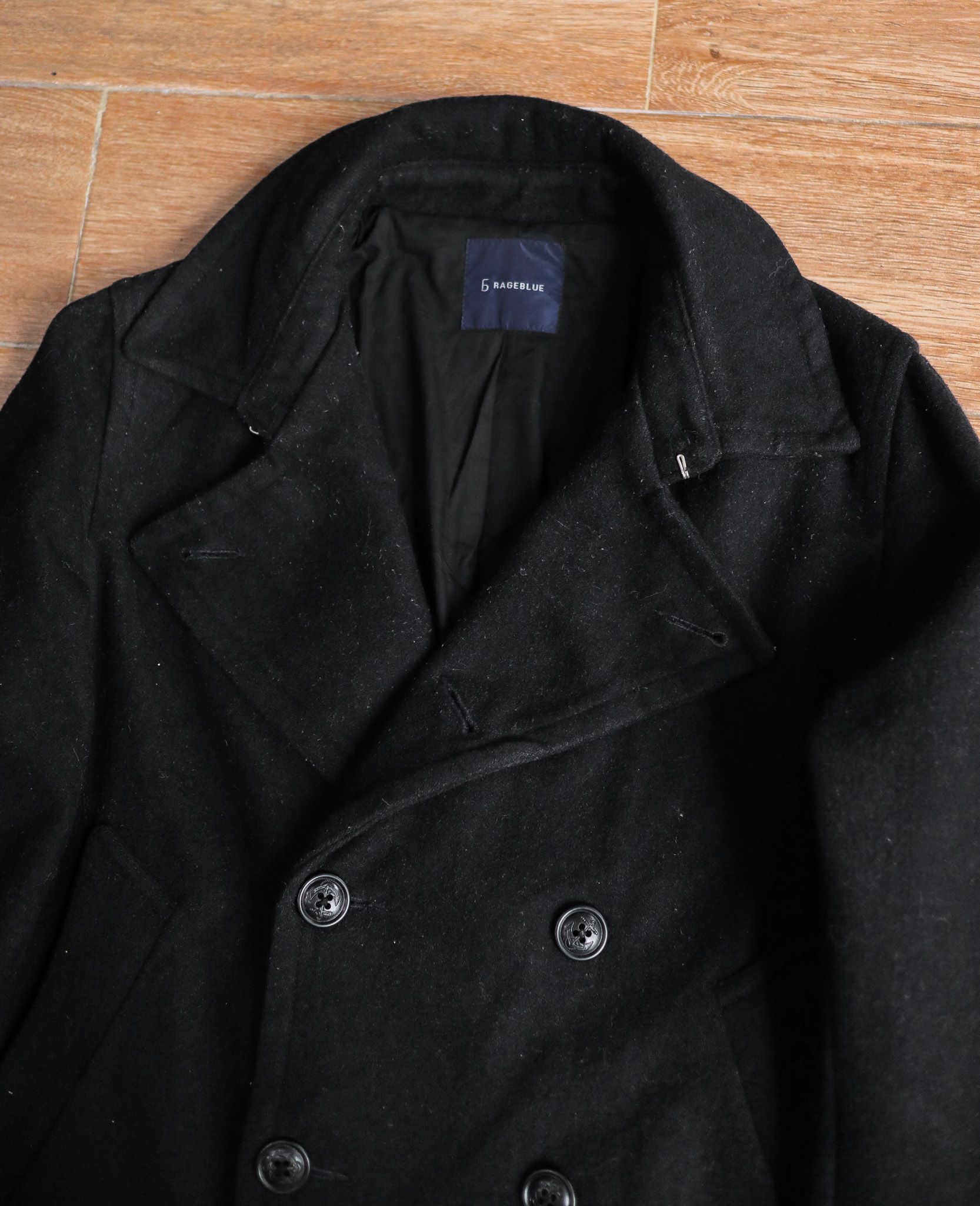 12.06.24 - VTG DOUBLE BREASTED WOOL COAT JACKET - 6RAGEBLUE