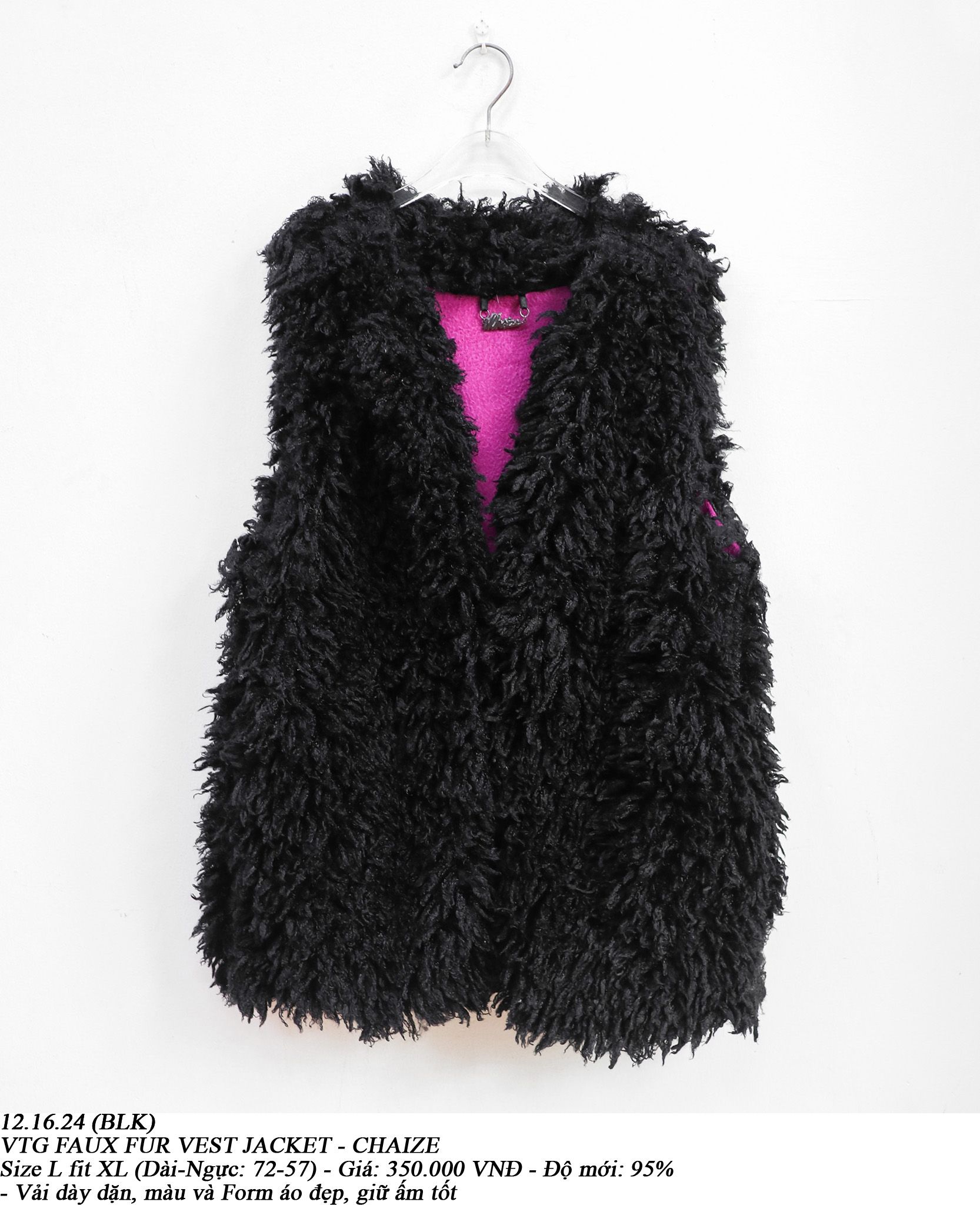 12.16.24 - VTG FAUX FUR VEST JACKET - CHAIZE