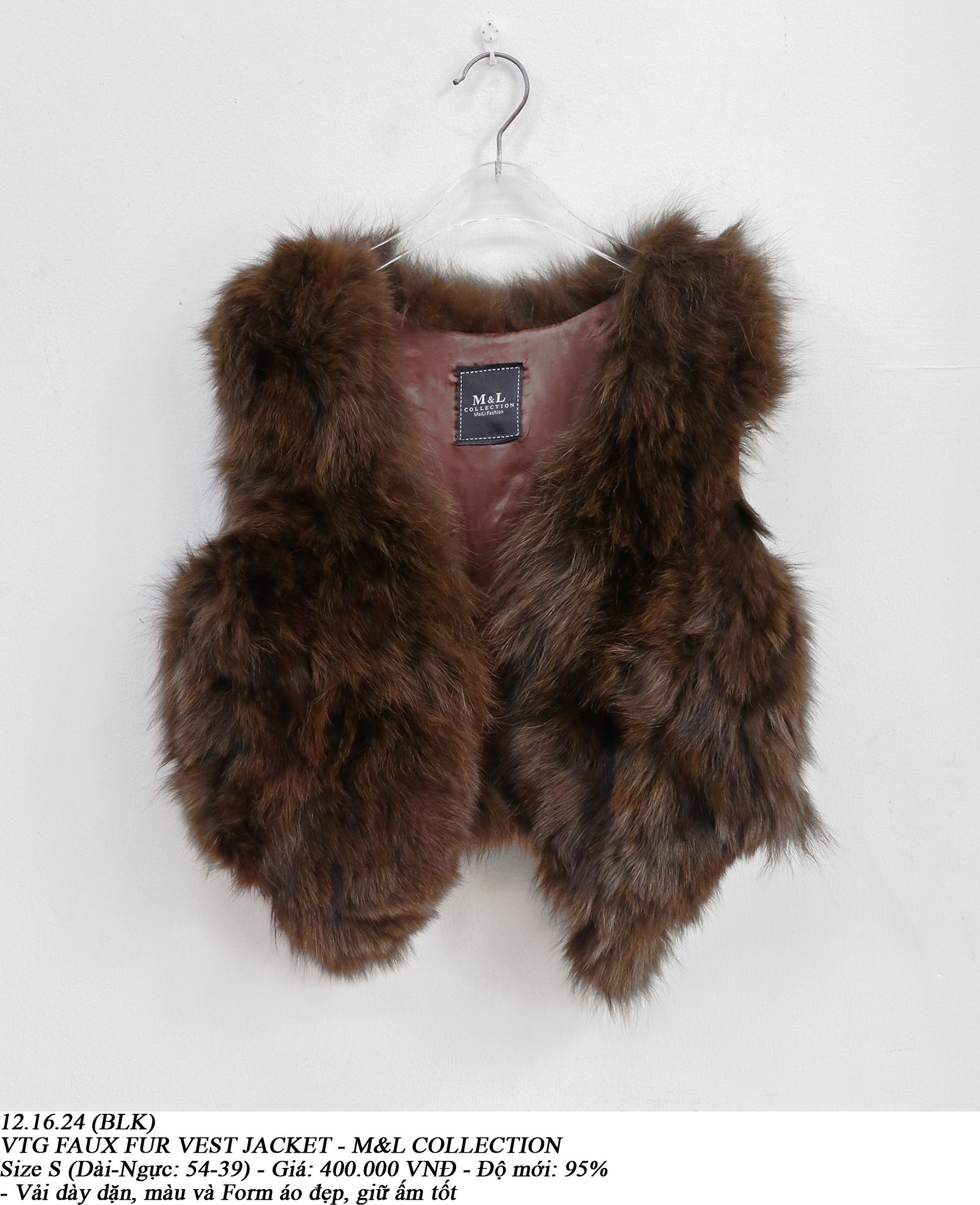 12.16.24 - VTG FAUX FUR VEST JACKET - M&L COLLECTION