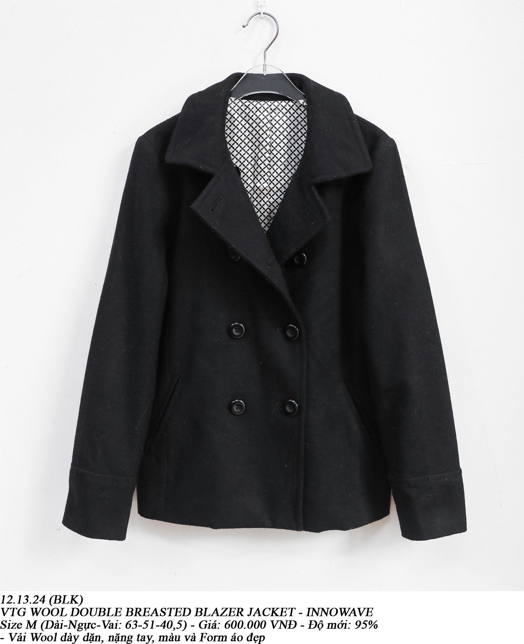 12.13.24 - VTG WOOL DOUBLE BREASTED BLAZER JACKET - INNOWAVE
