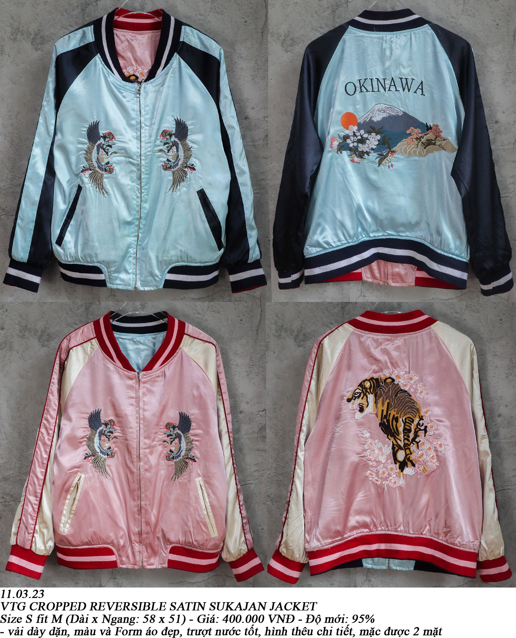 11.03.23 - VTG CROPPED REVERSIBLE SATIN SUKAJAN JACKET - GU by UNIQLO