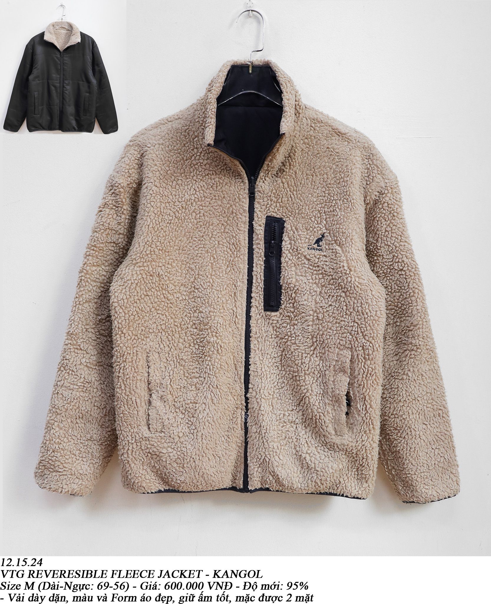 12.15.24 - VTG REVERSIBLE FLEECE JACKET - KANGOL