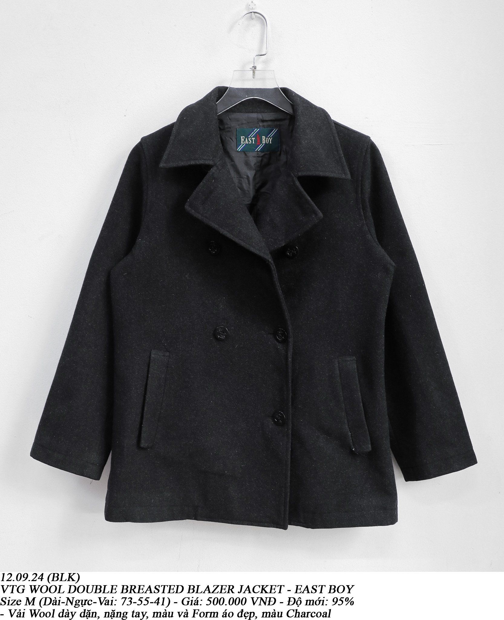 12.09.24 - VTG WOOL DOUBLE BREASTED BLAZER JACKET - EAST BOY