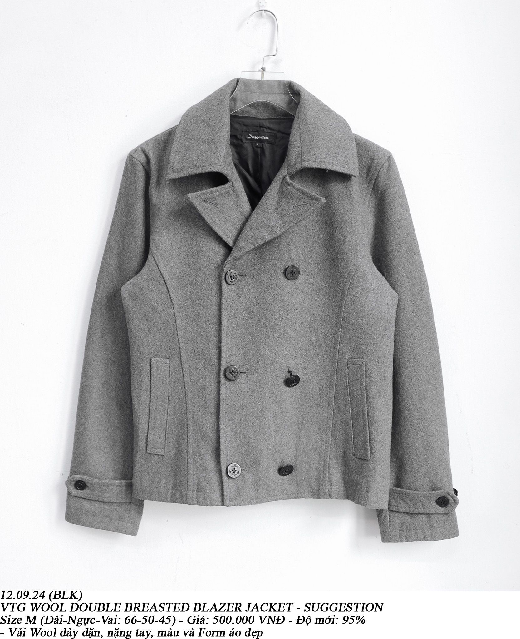 12.09.24 - VTG WOOL DOUBLE BREASTED BLAZER JACKET - SUGGESTION