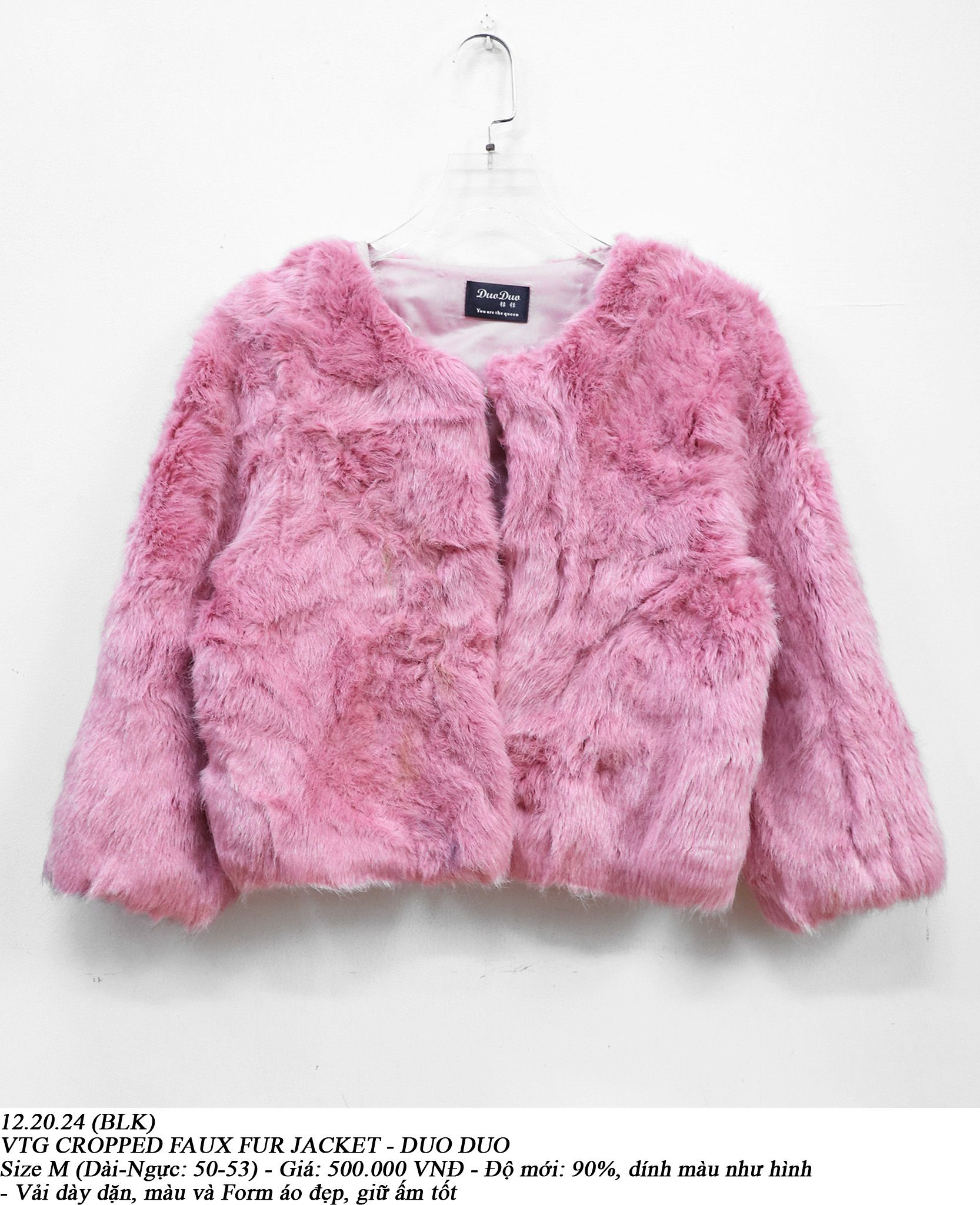 12.20.24 - VTG CROPPED FAUX FUR JACKET - DUO DUO