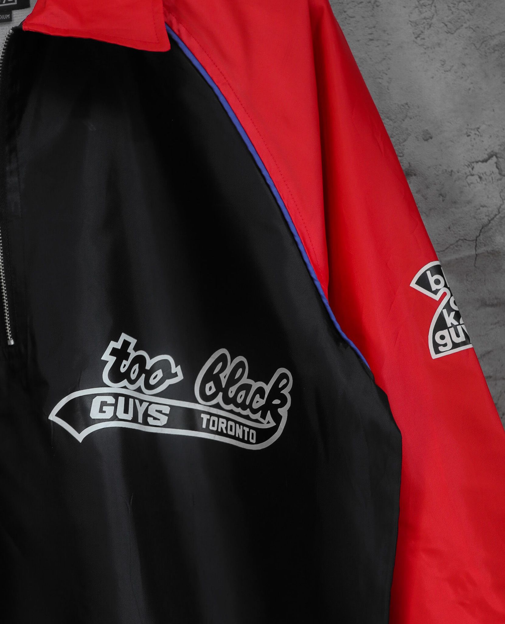 11.03.23 - VTG QUARTER ZIP BASEBALL JACKET - BLACK GUYS
