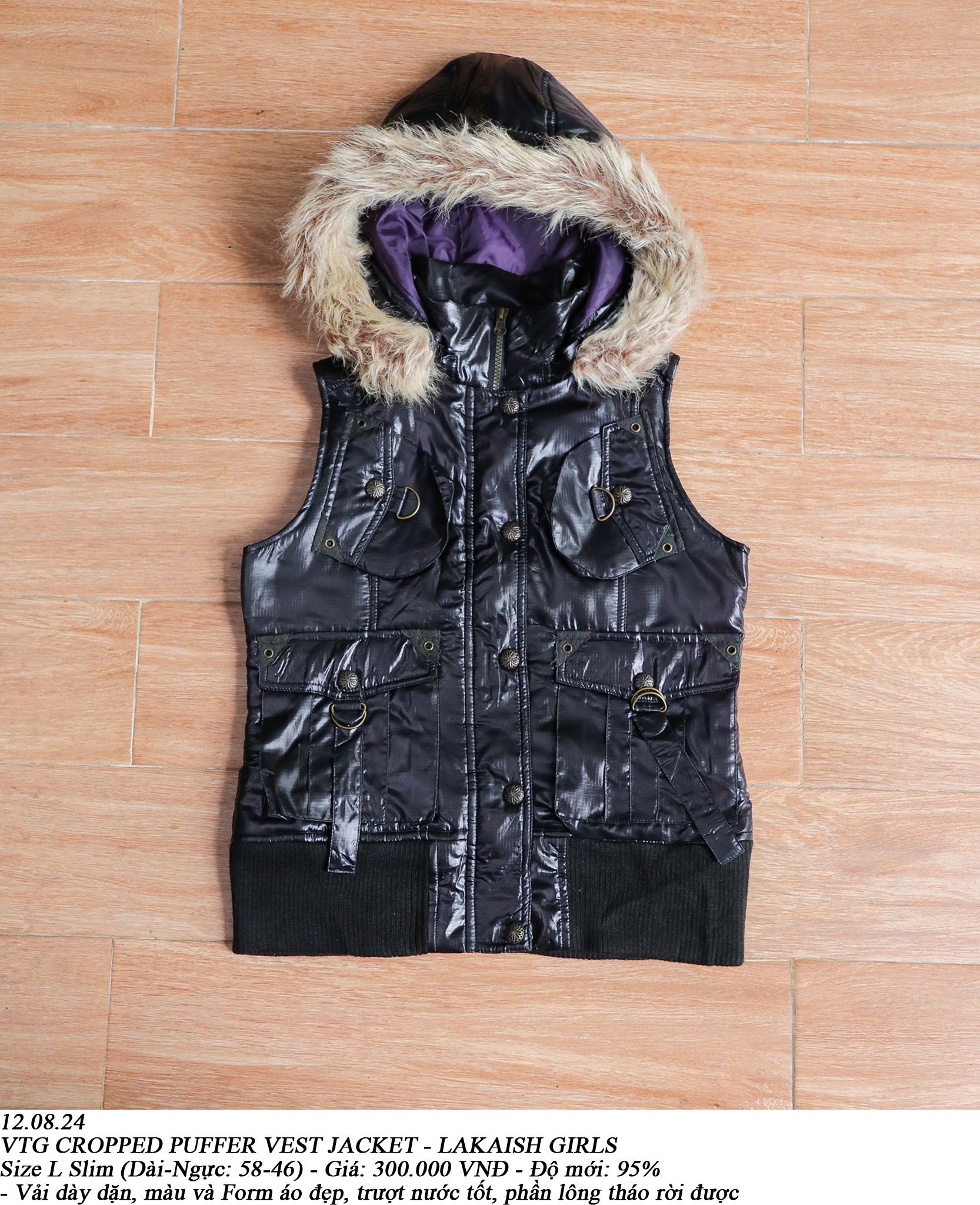 12.08.24 - VTG CROPPED PUFFER VEST JACKET - LAKAISH GIRLS