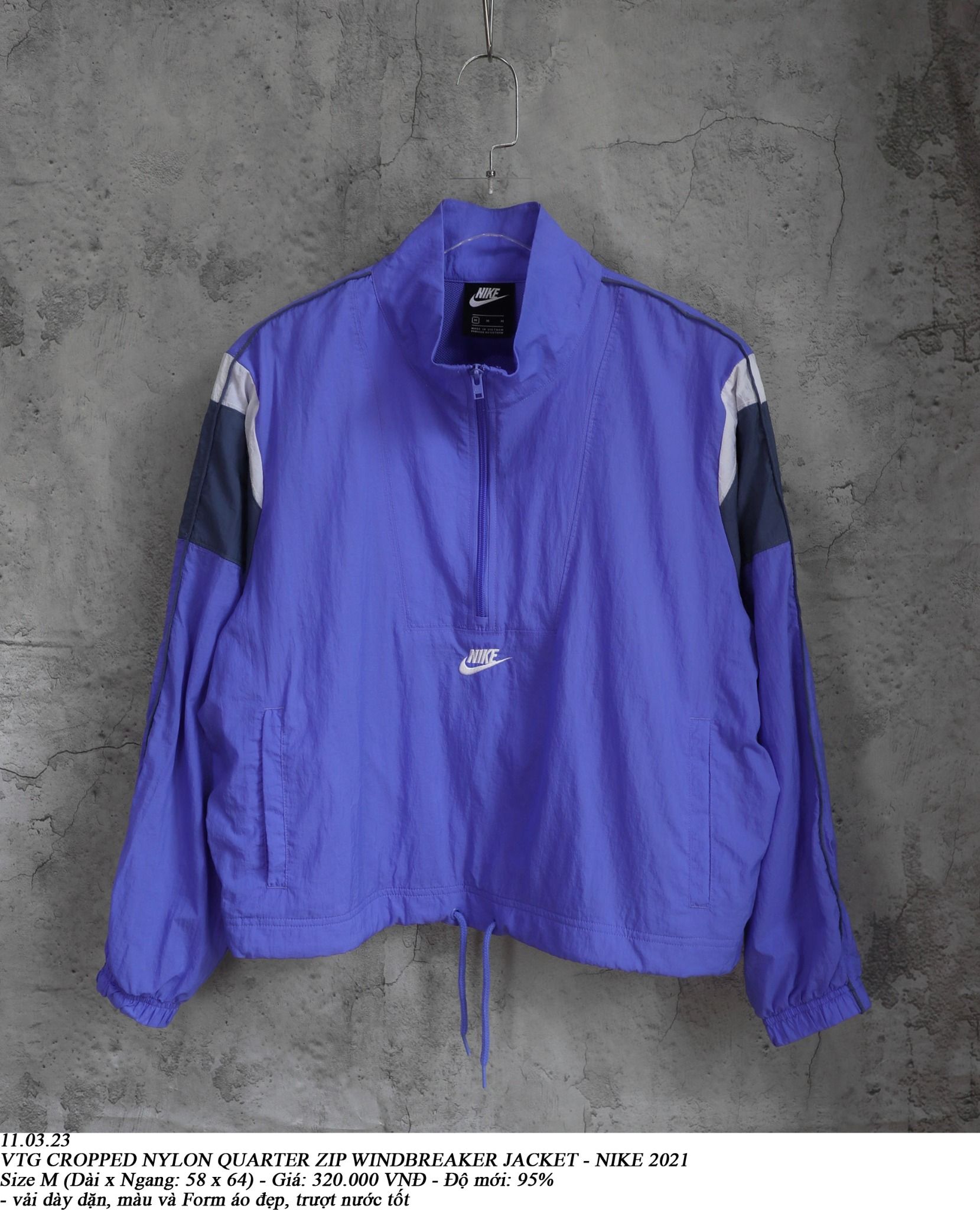 11.03.23 - VTG CROPPED NYLON QUARTER ZIP WINDBREAKER JACKET - NIKE