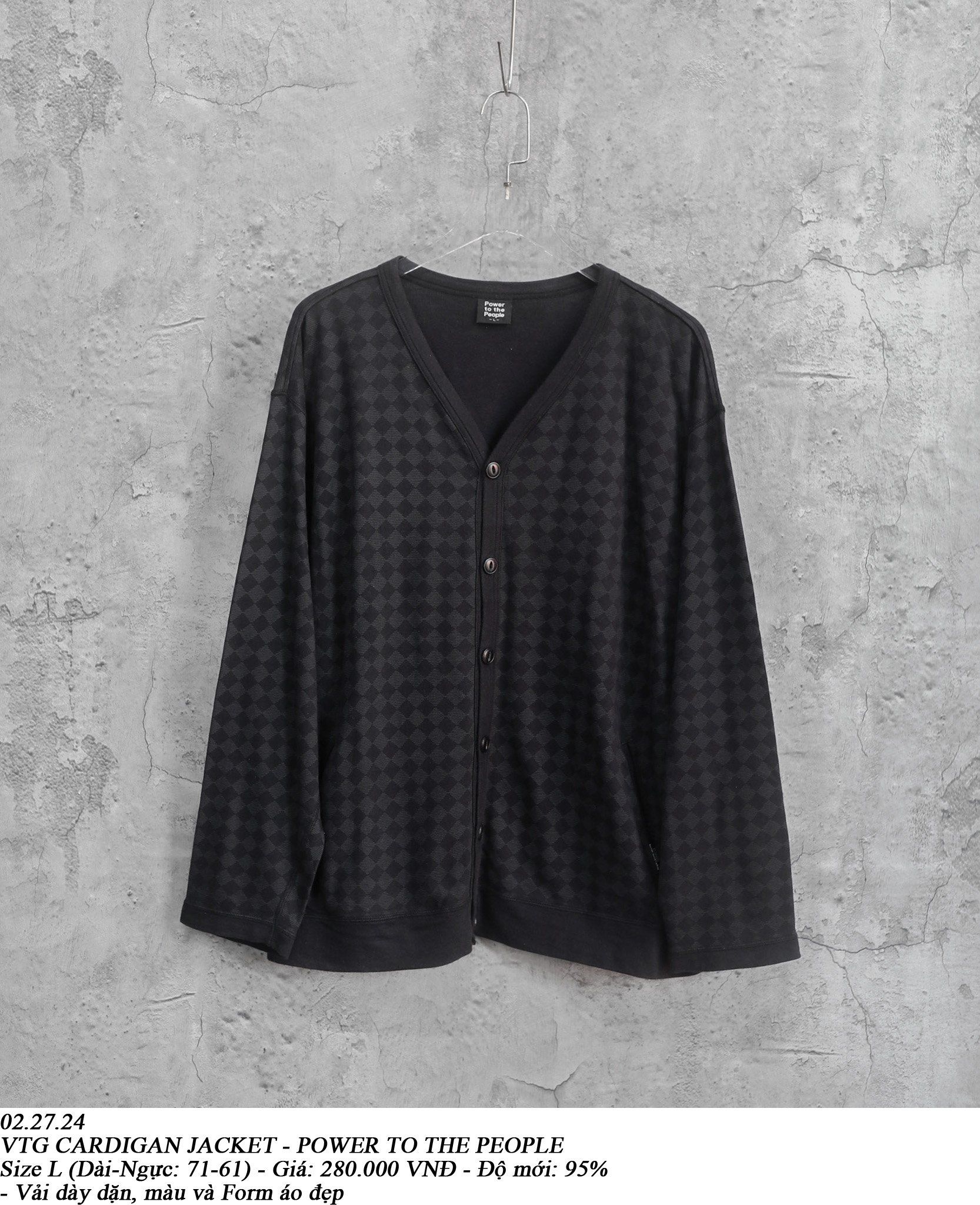 02.27.24 - VTG CARDIGAN JACKET - POWER TO THE PEOPLE