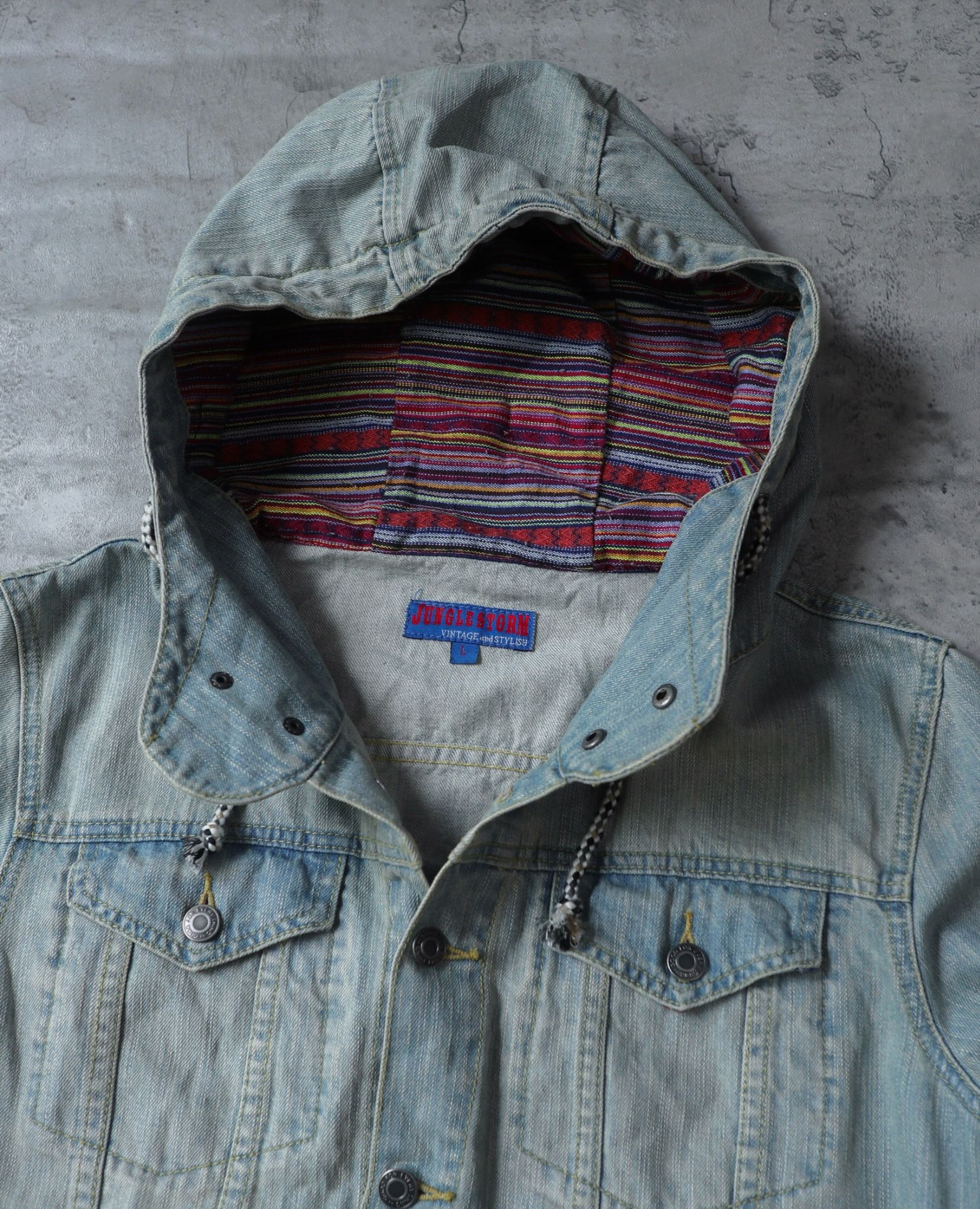 10.14.23 - VTG HOODED DENIM JACKET - JUNGLE STORM