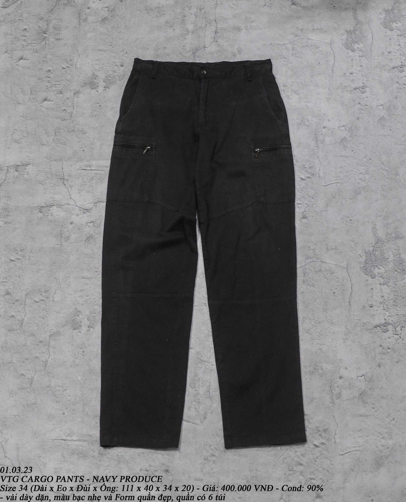 01.03.23 - VTG CARGO PANTS - NAVY PRODUCE