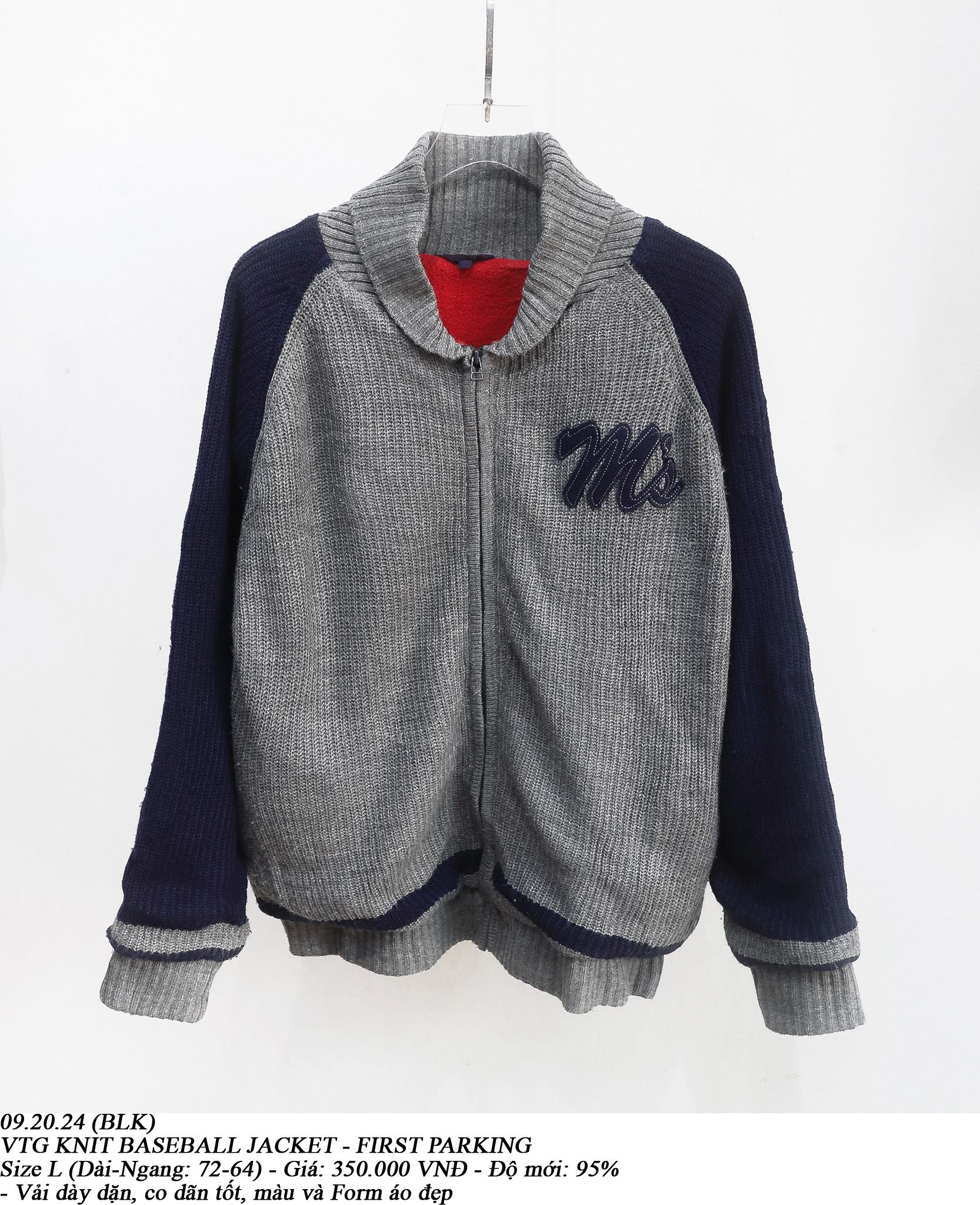 09.20.24 - VTG KNIT BASEBALL JACKET - FIRST PARKING