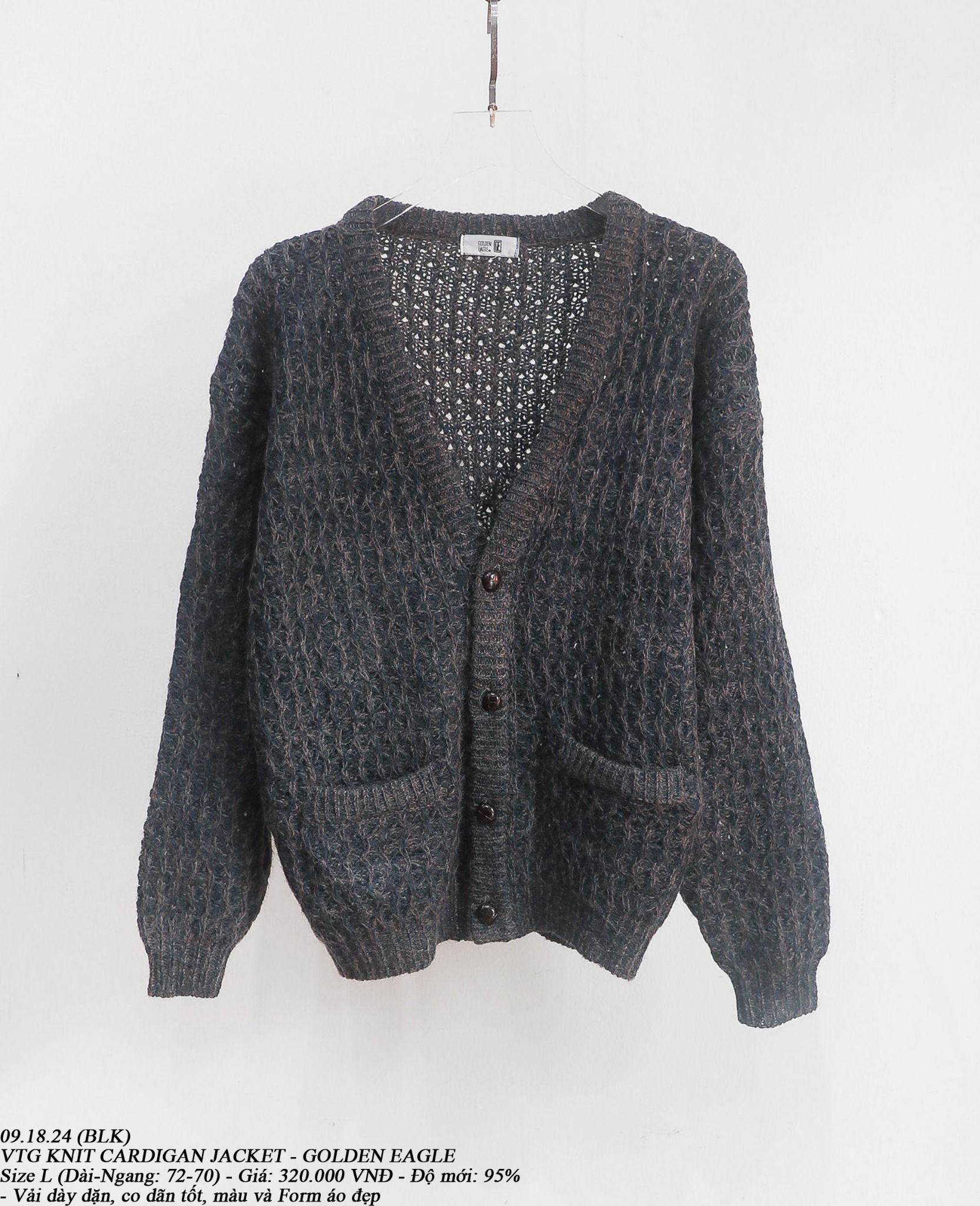 09.18.24 - VTG KNIT CARDIGAN JACKET - GOLDEN EAGLE